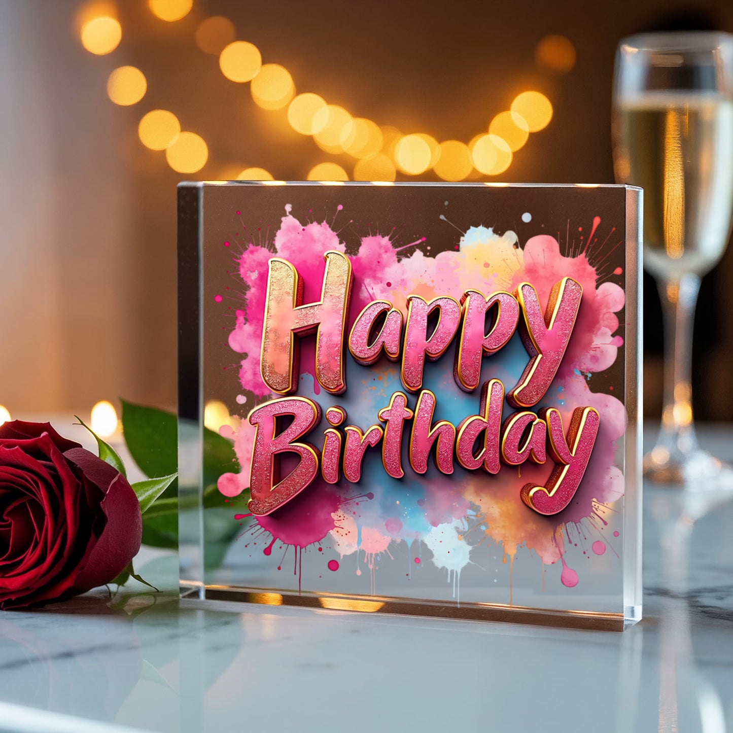 Happy Birthday 024 - 6" x 6" Acrylic Block