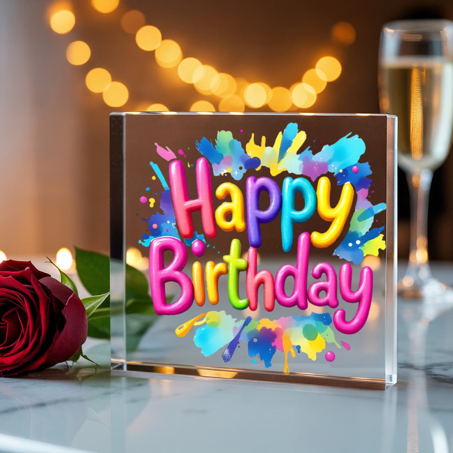Happy Birthday 027 - 6" x 6" Acrylic Block