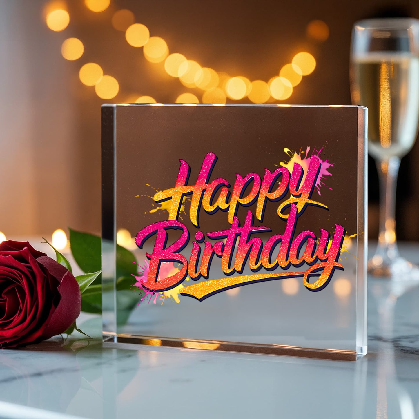Happy Birthday 001 - 6" x 6" Acrylic Block