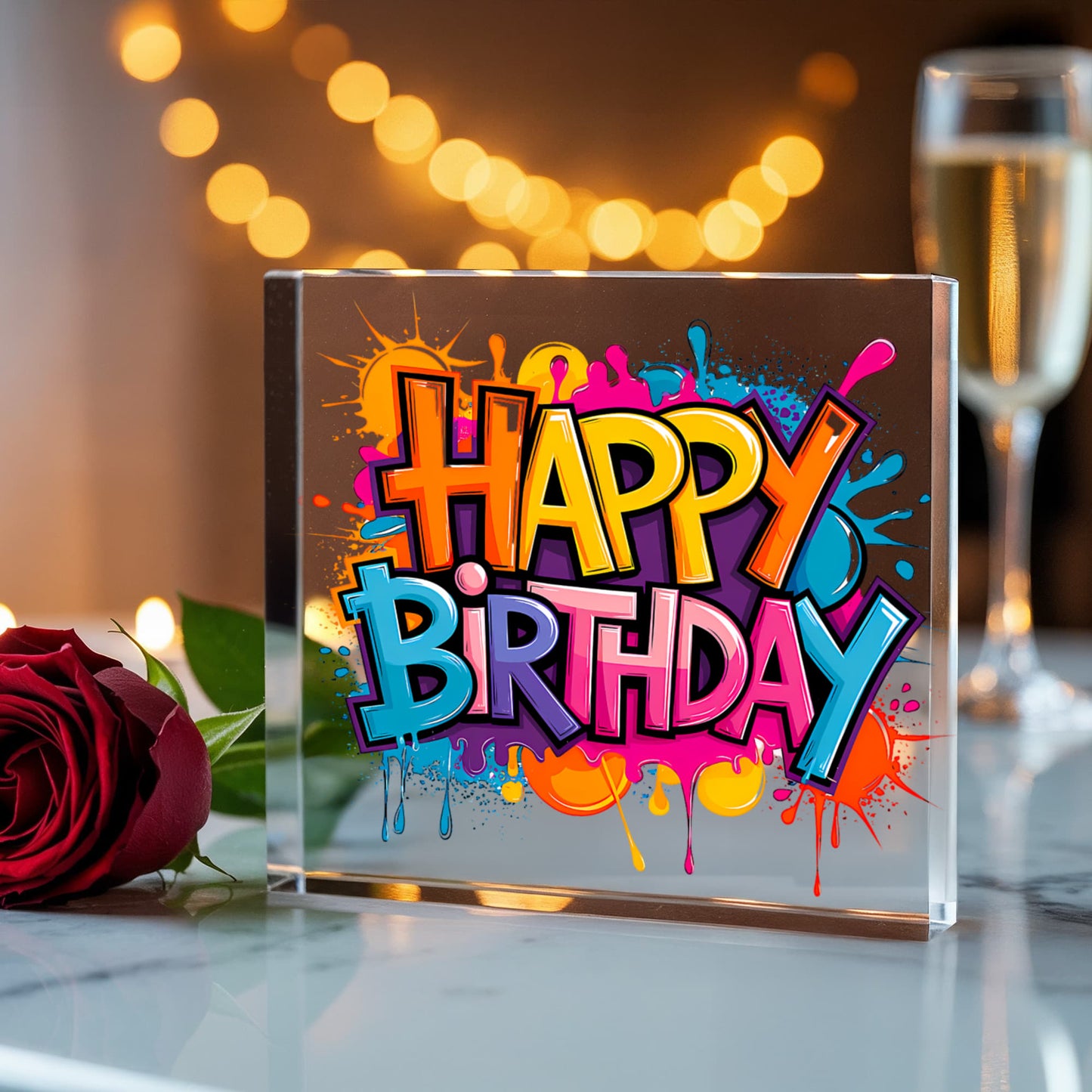 Happy Birthday 023 - 6" x 6" Acrylic Block