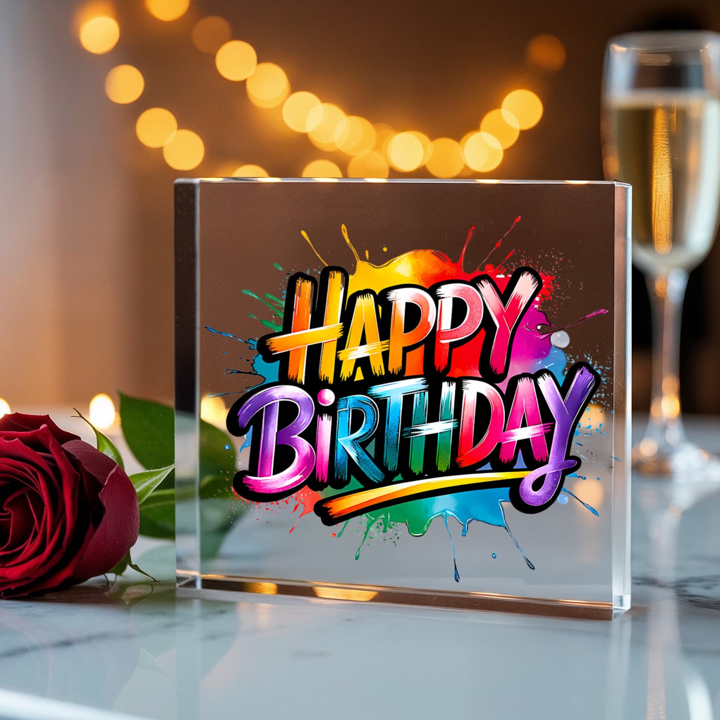 Happy Birthday 005 - 6" x 6" Acrylic Block