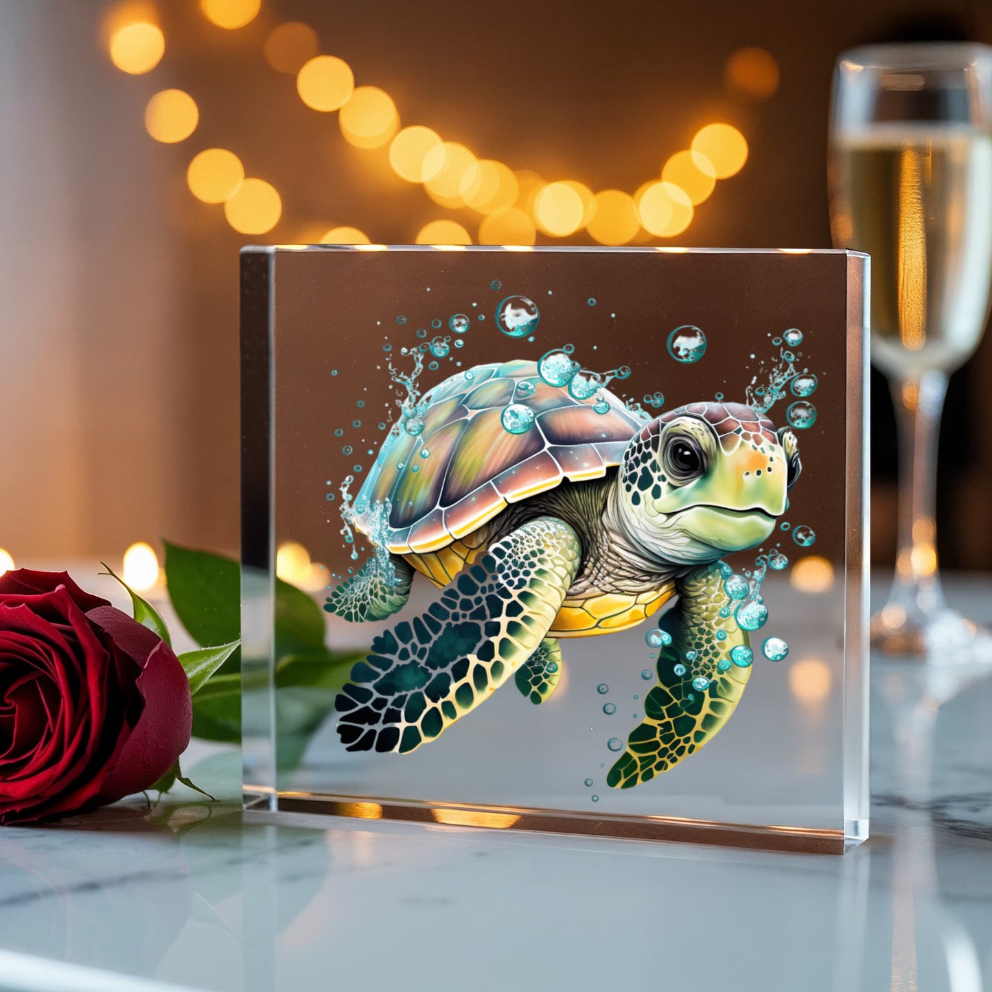 Cute Sea Turtle 004 - 6" x 6" Acrylic Block
