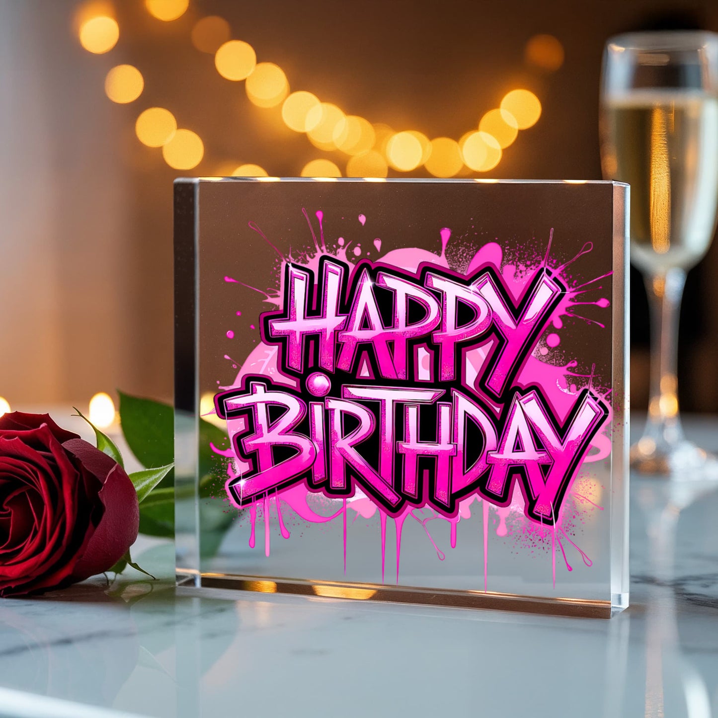 Happy Birthday 012 - 6" x 6" Acrylic Block