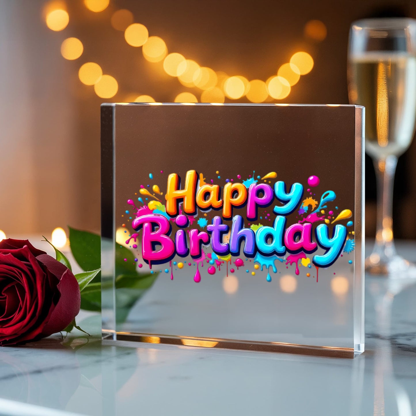 Happy Birthday 029 - 6" x 6" Acrylic Block