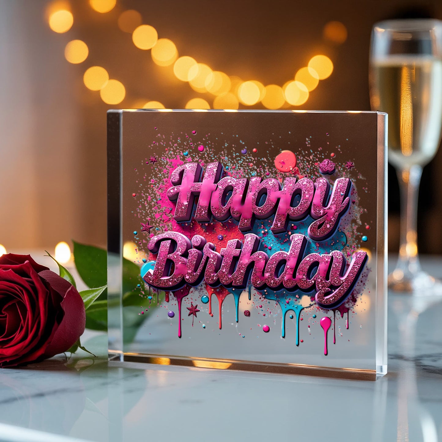 Happy Birthday 006 - 6" x 6" Acrylic Block