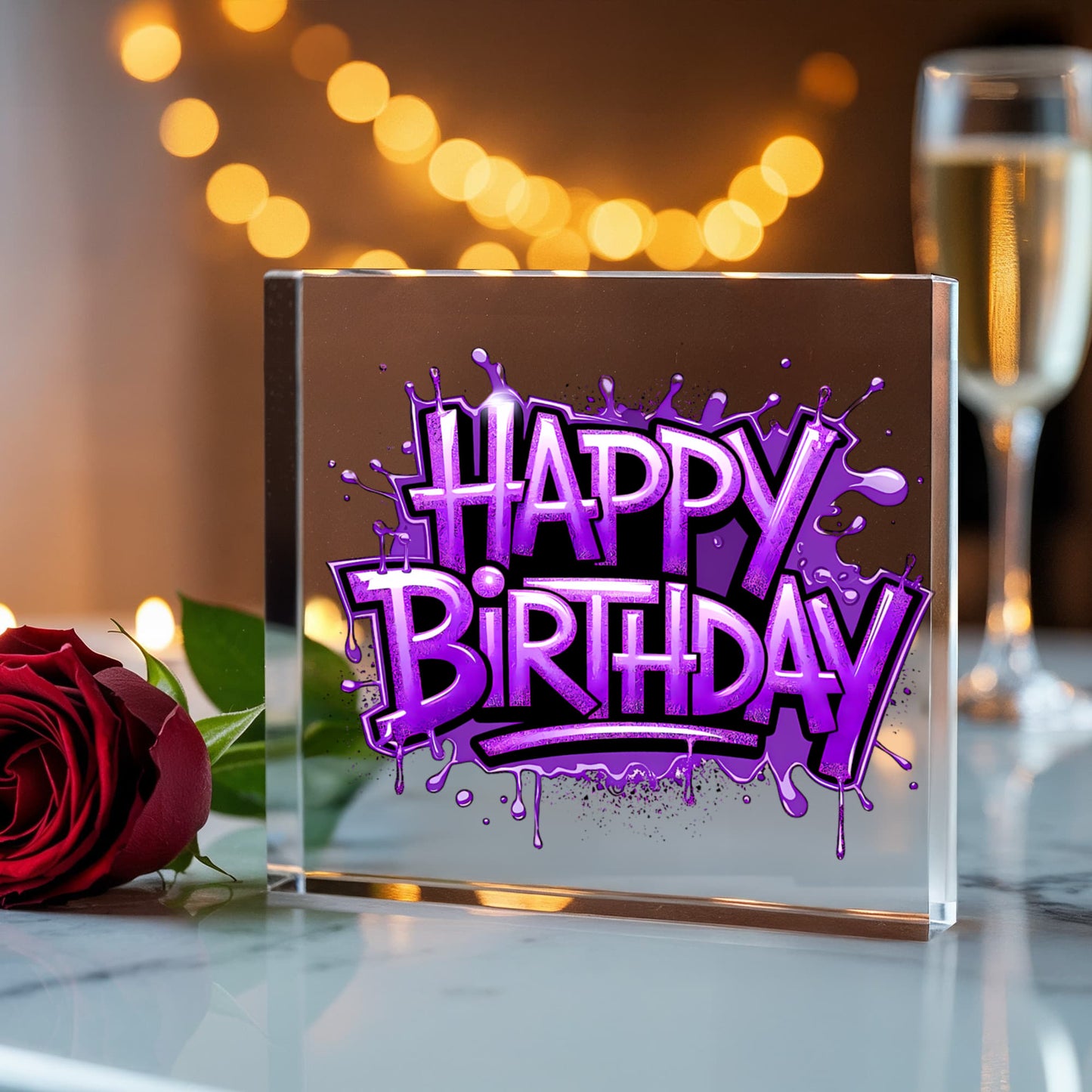 Happy Birthday 015 - 6" x 6" Acrylic Block