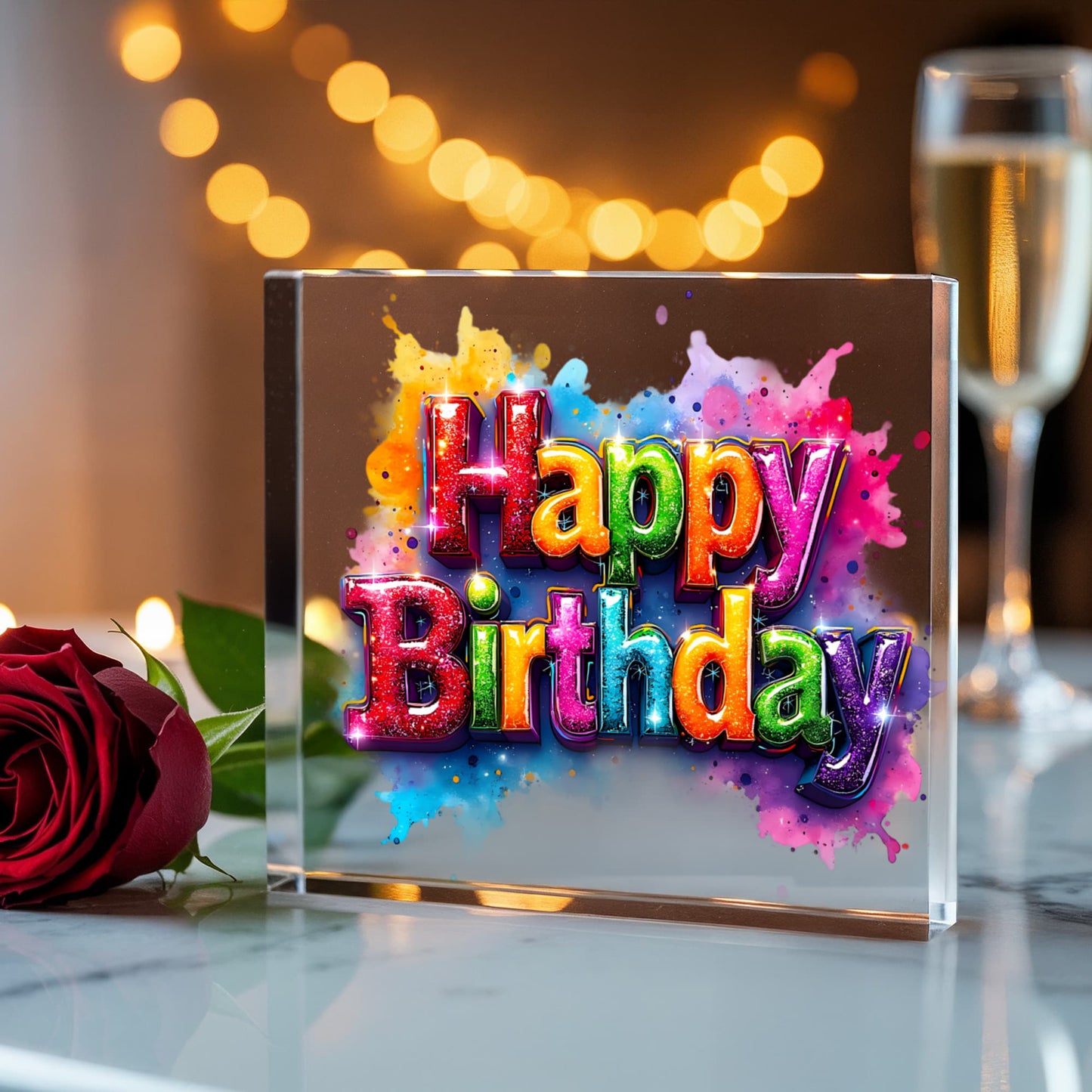 Happy Birthday 025 - 6" x 6" Acrylic Block
