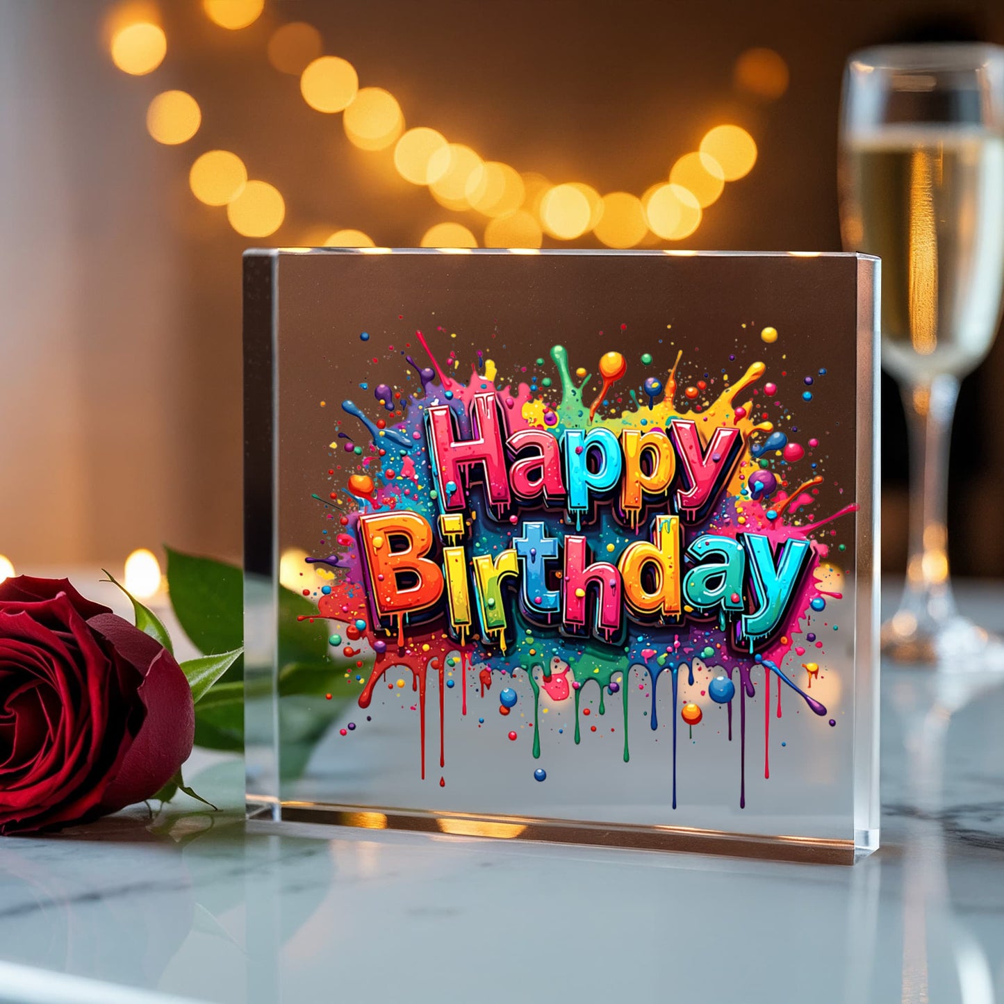 Happy Birthday 003 - 6" x 6" Acrylic Block