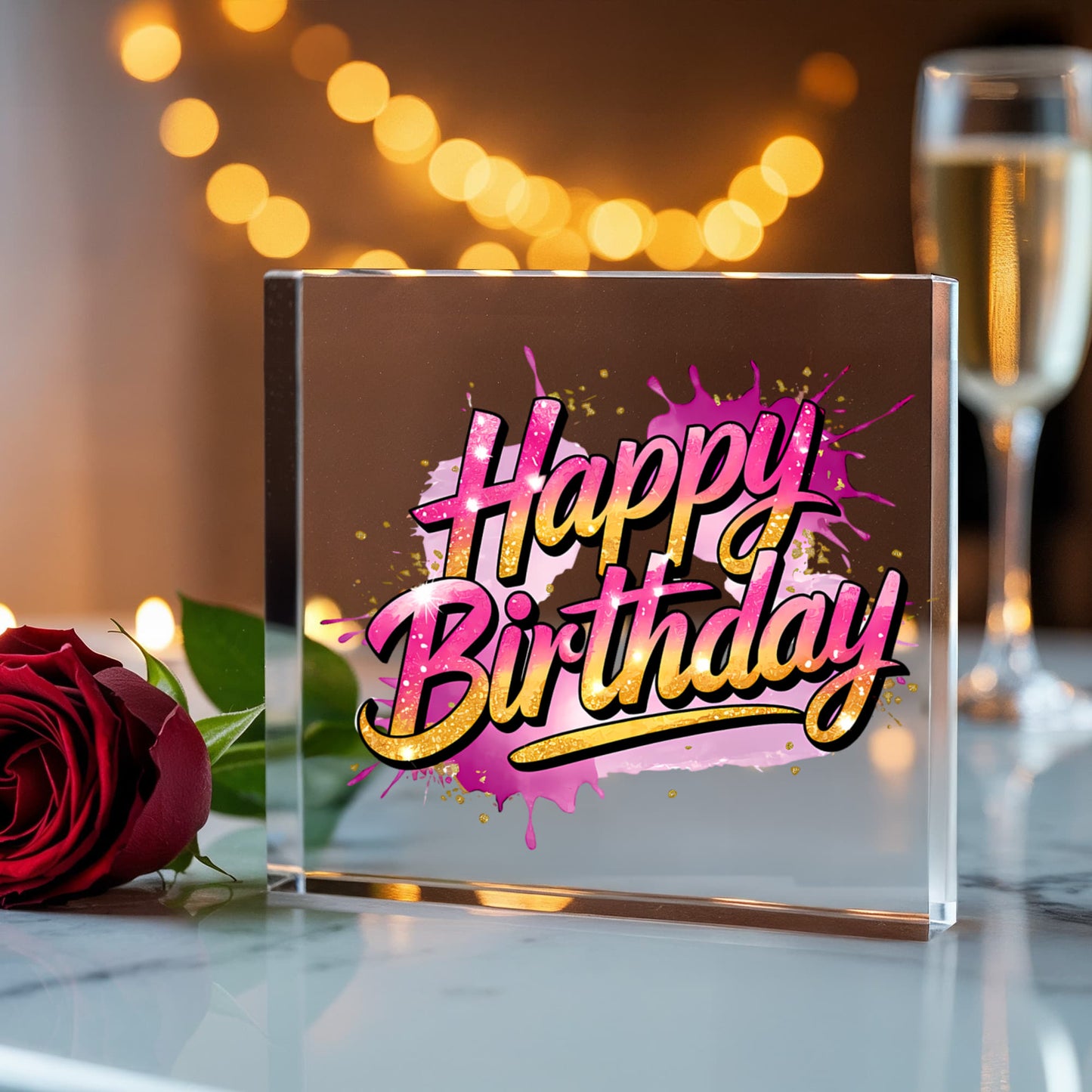 Happy Birthday 016 - 6" x 6" Acrylic Block