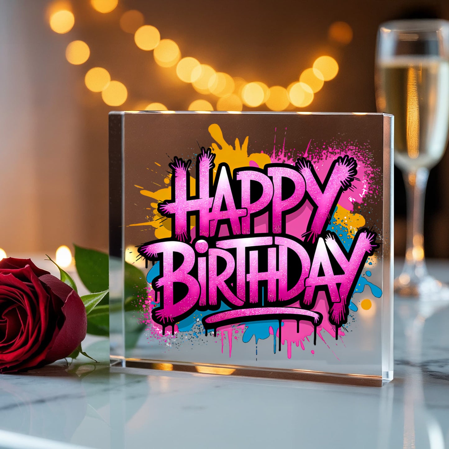Happy Birthday 014 - 6" x 6" Acrylic Block