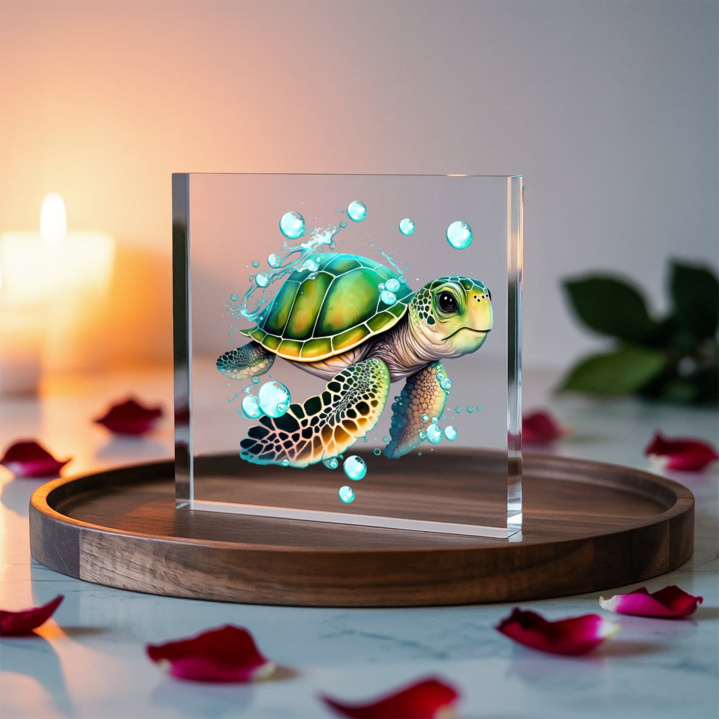Cute Sea Turtle 005 - 6" x 6" Acrylic Block