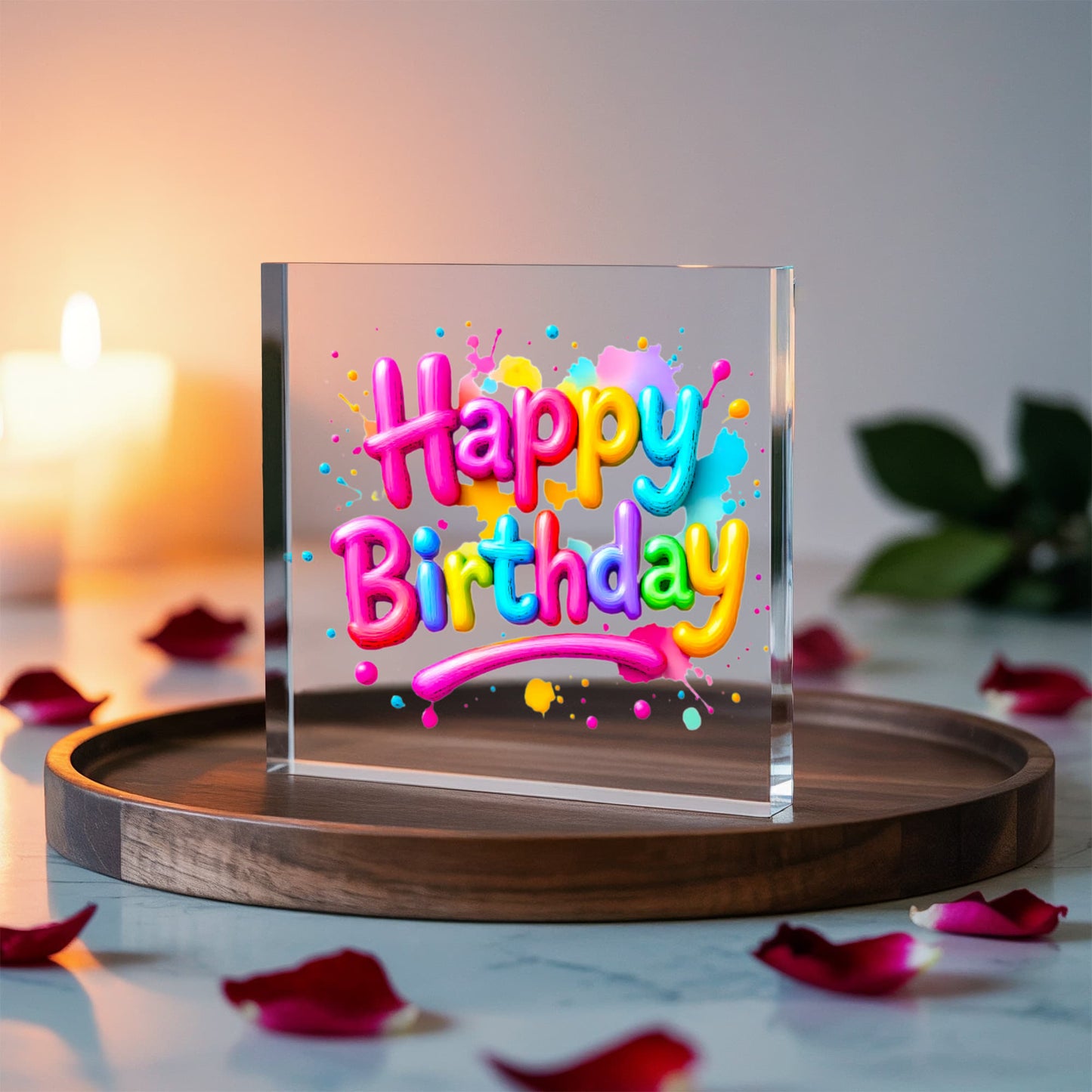 Happy Birthday 026 - 6" x 6" Acrylic Block