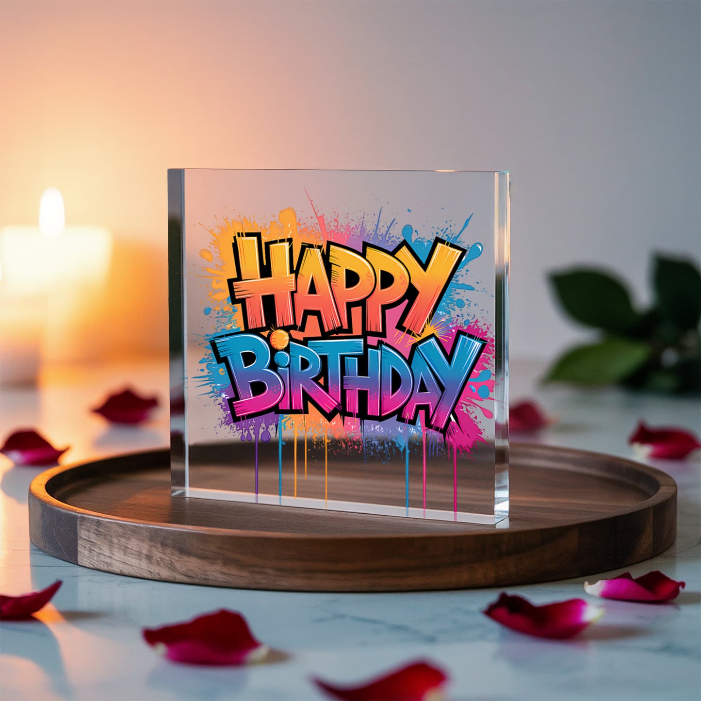 Happy Birthday 021 - 6" x 6" Acrylic Block