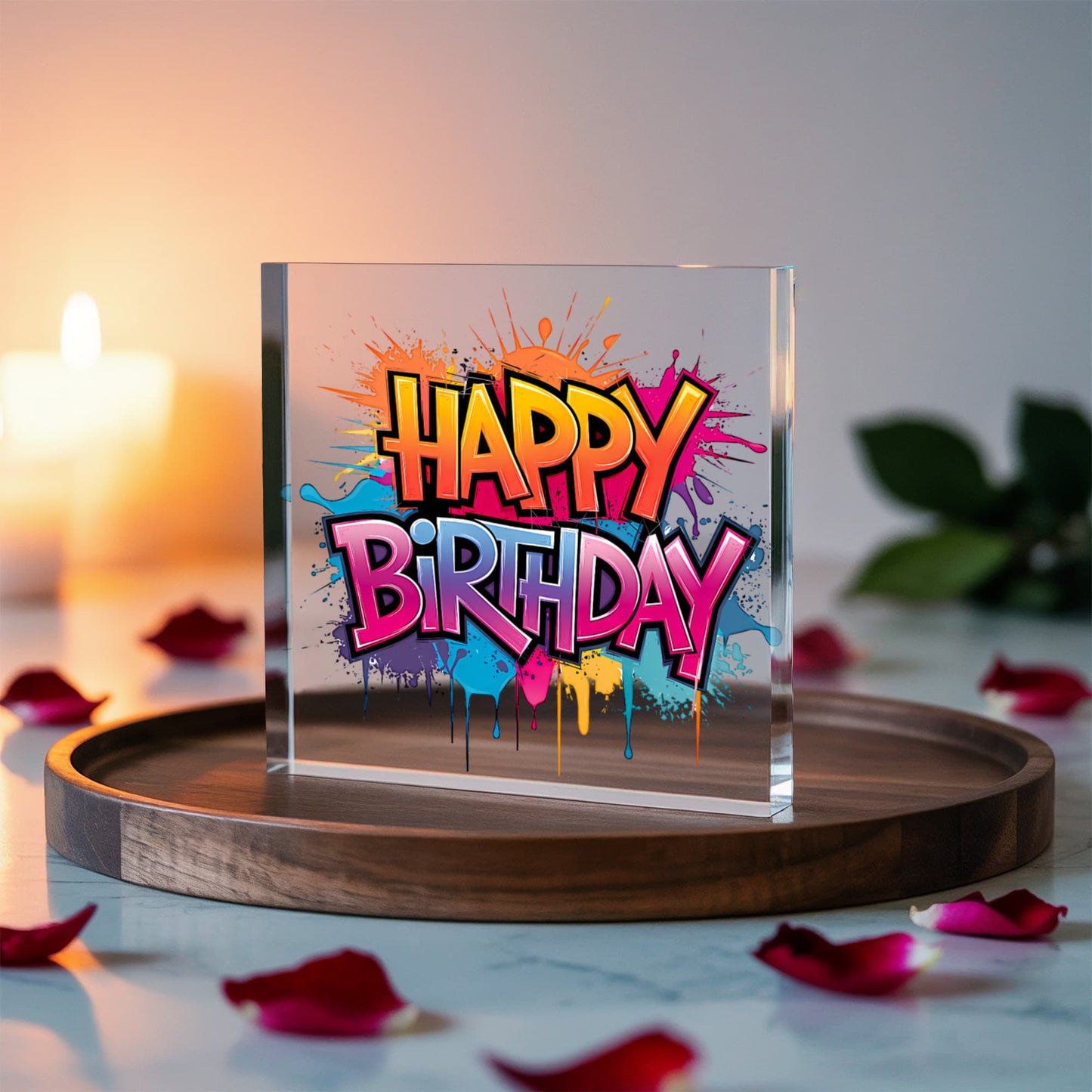 Happy Birthday 020 - 6" x 6" Acrylic Block