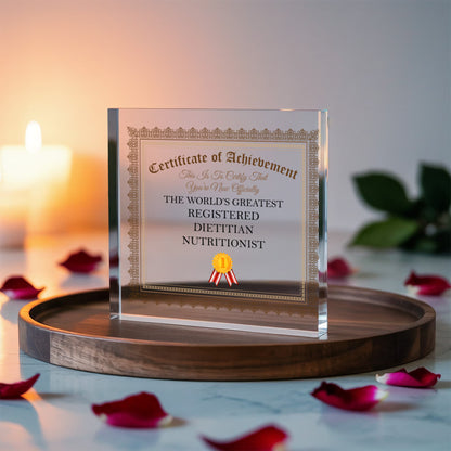 World's Greatest Registered Dietitian Nutritionist - 6" x 6" Acrylic Block