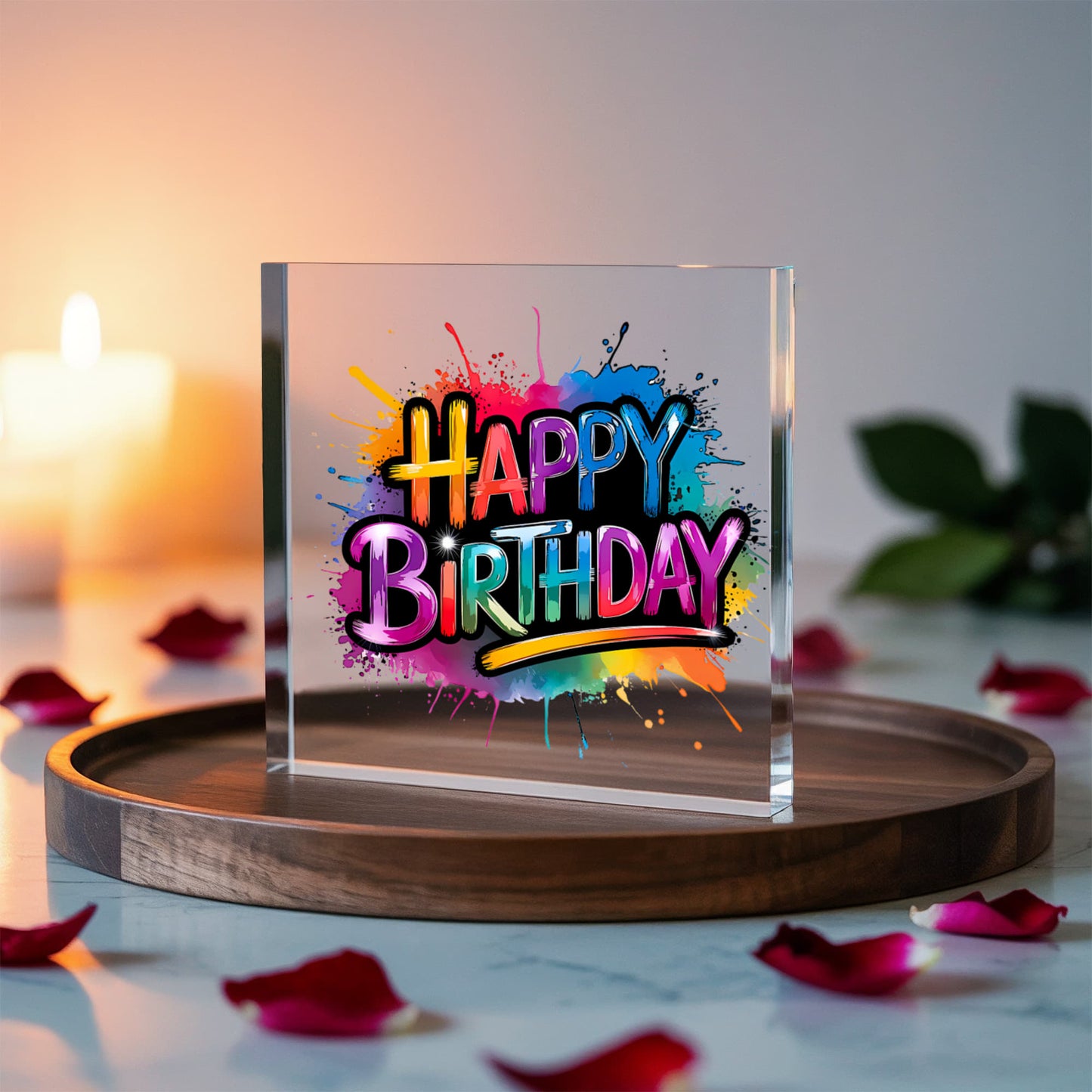 Happy Birthday 002 - 6" x 6" Acrylic Block