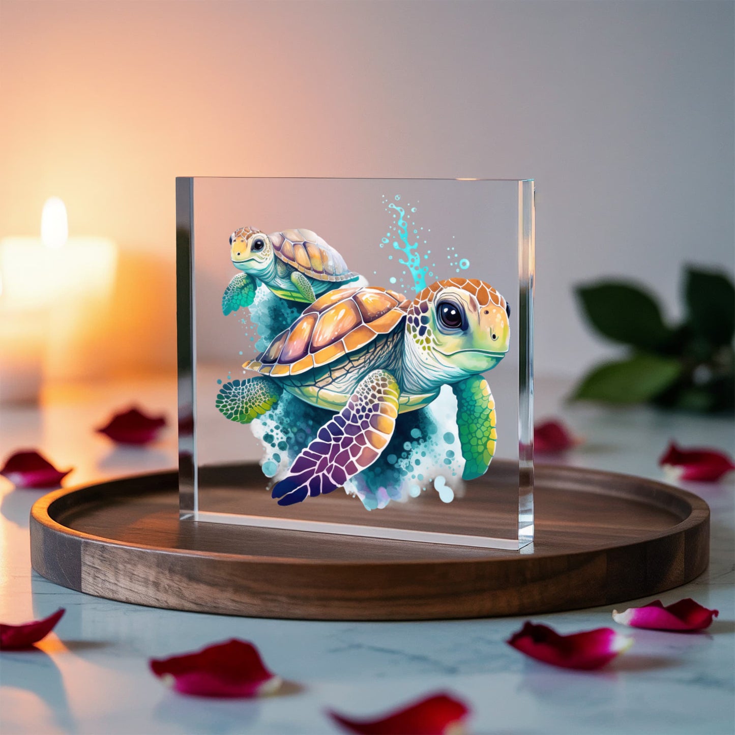 Cute Sea Turtle 011 - 6" x 6" Acrylic Block