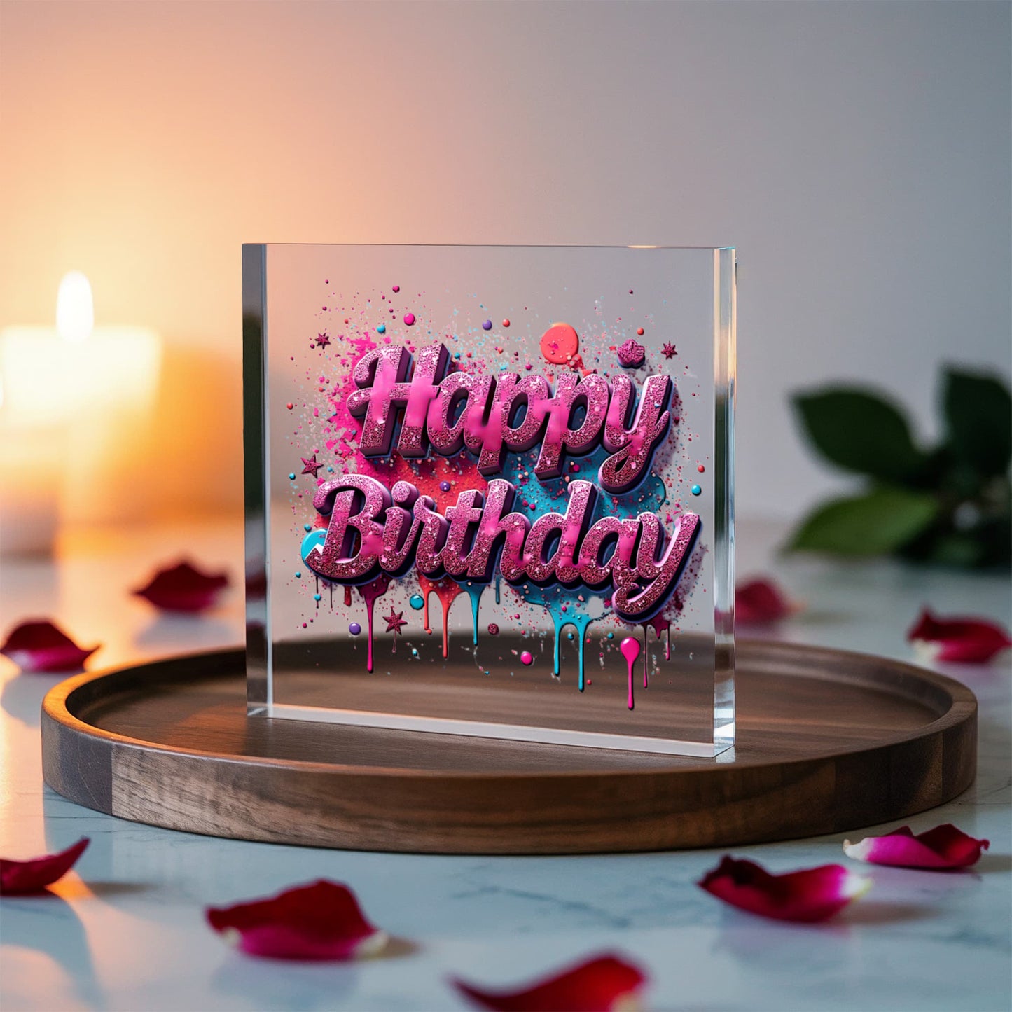 Happy Birthday 006 - 6" x 6" Acrylic Block