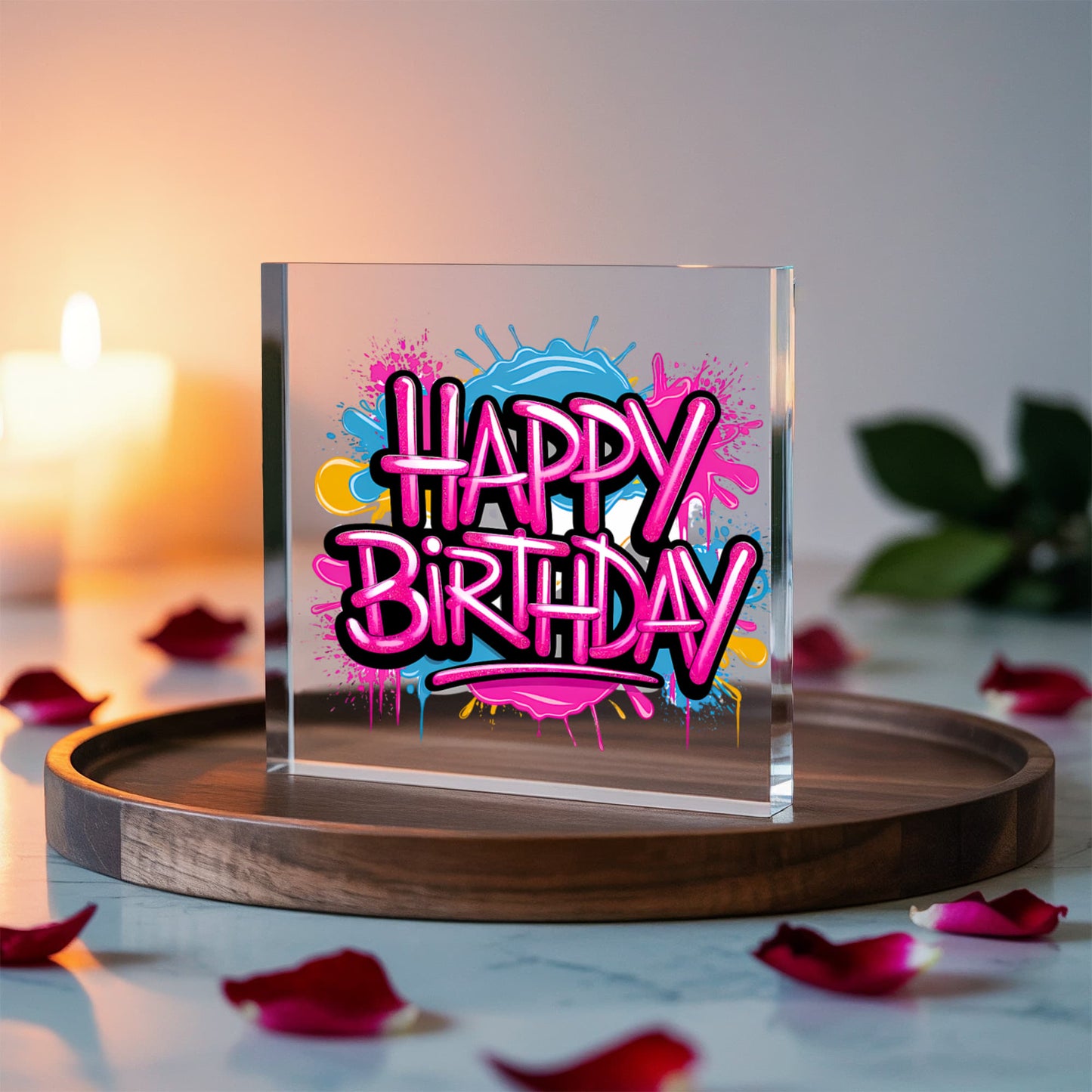 Happy Birthday 018 - 6" x 6" Acrylic Block