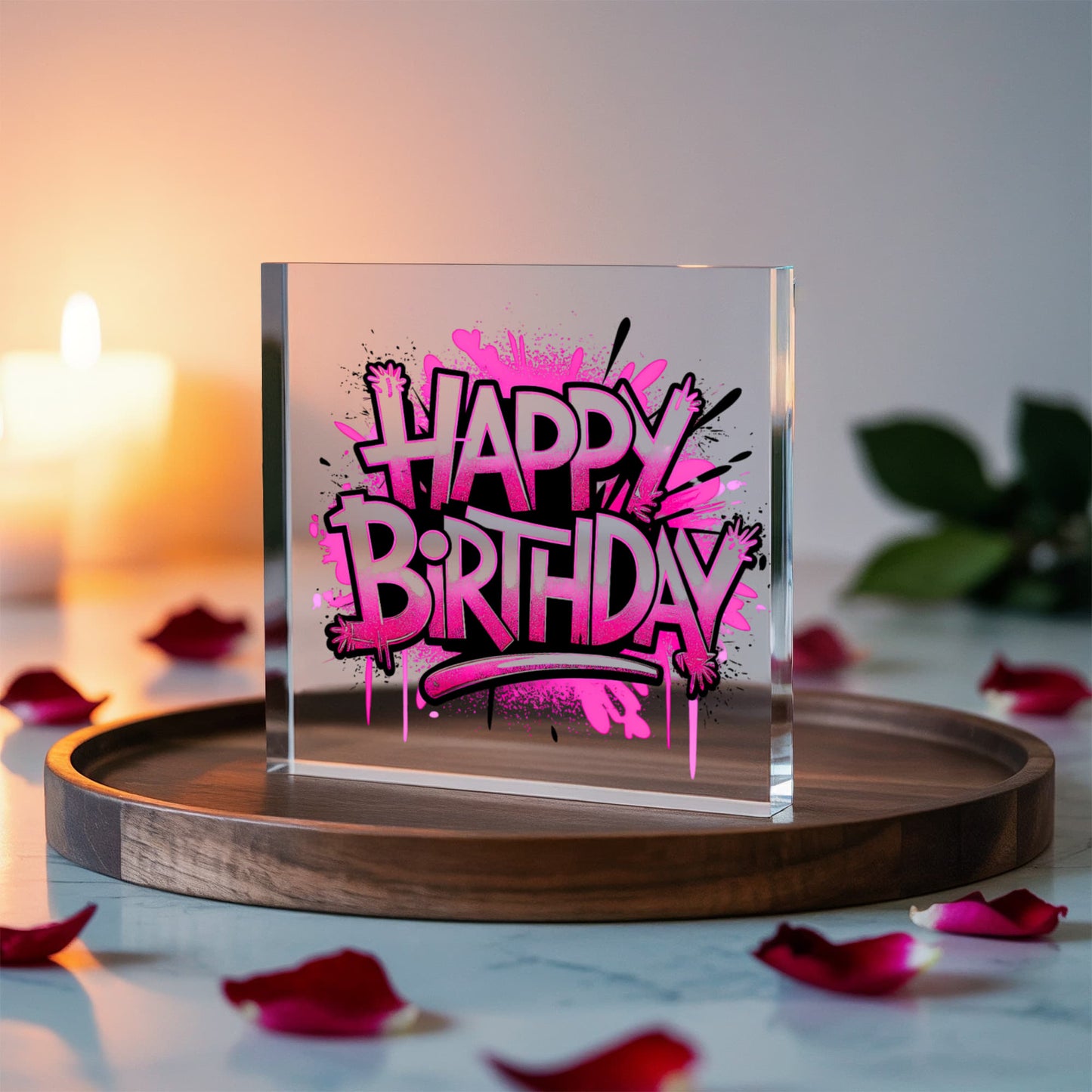 Happy Birthday 004 - 6" x 6" Acrylic Block