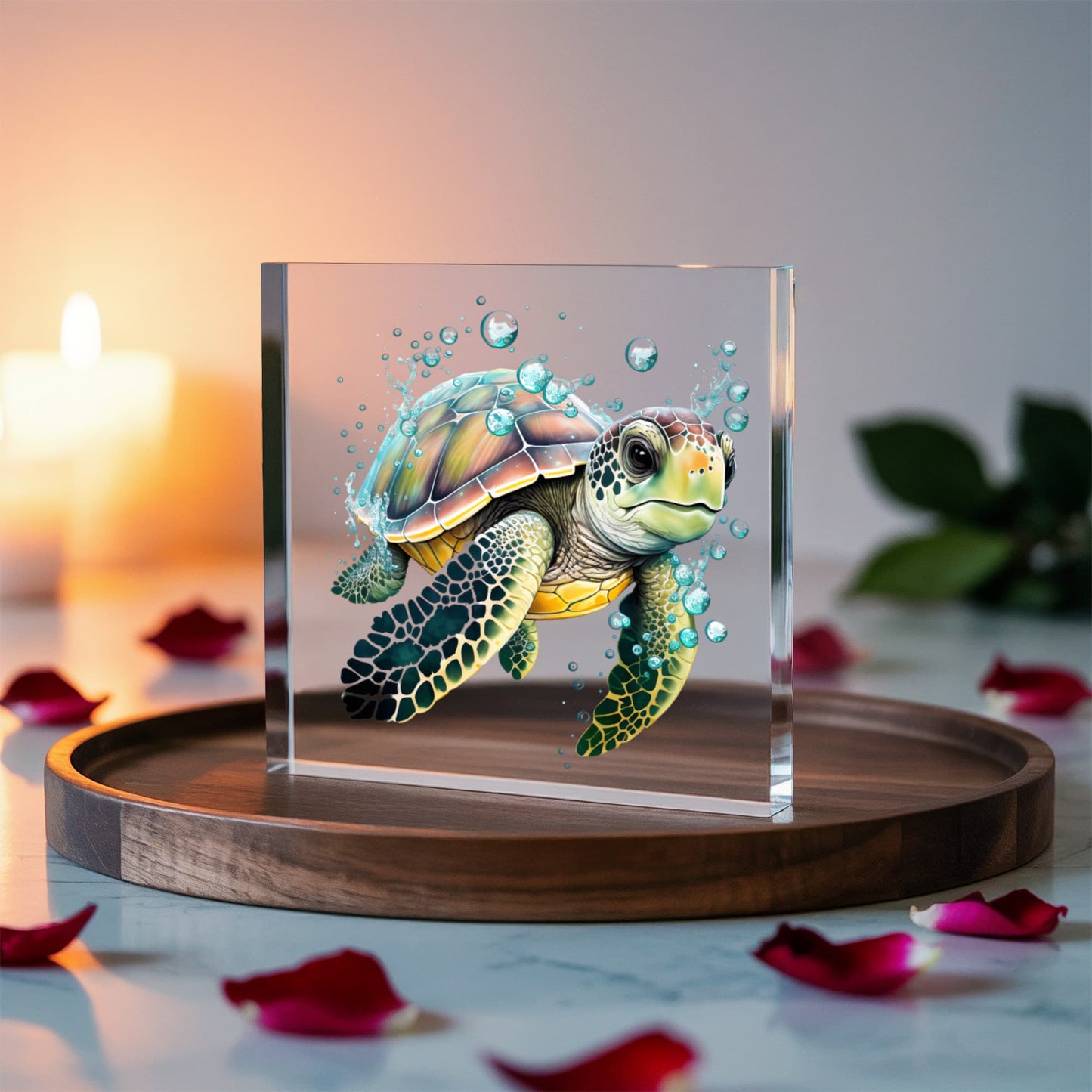 Cute Sea Turtle 004 - 6" x 6" Acrylic Block