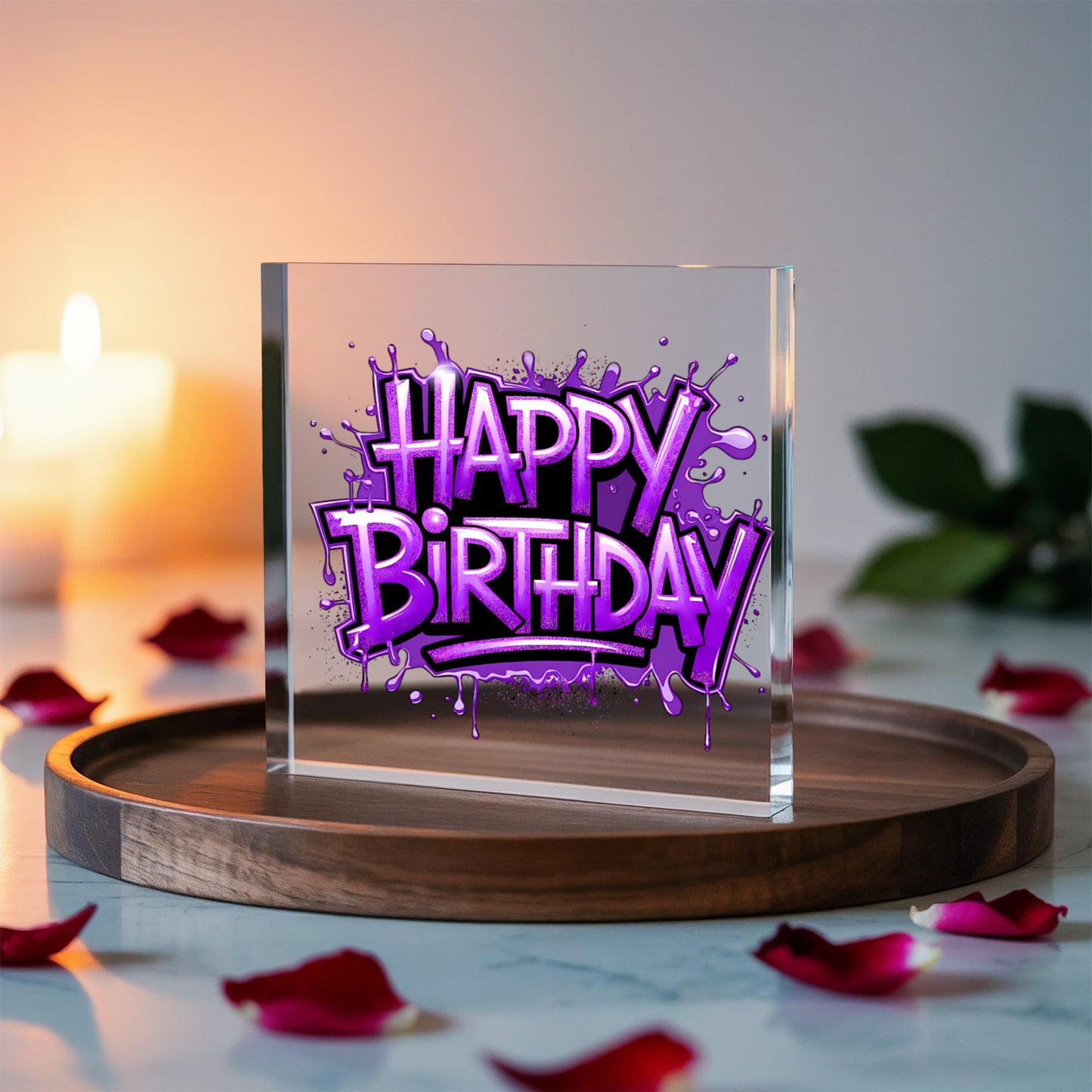 Happy Birthday 015 - 6" x 6" Acrylic Block
