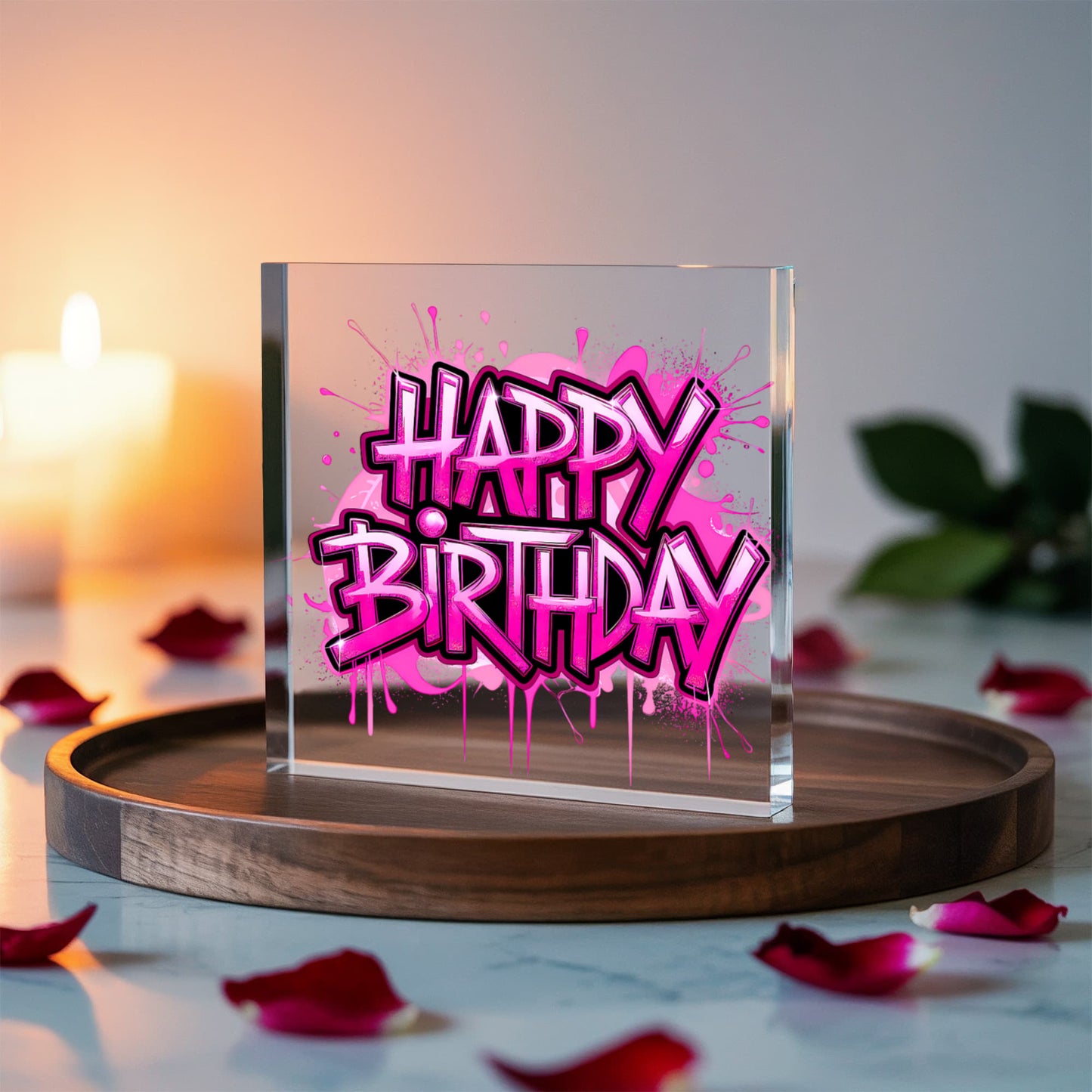 Happy Birthday 012 - 6" x 6" Acrylic Block