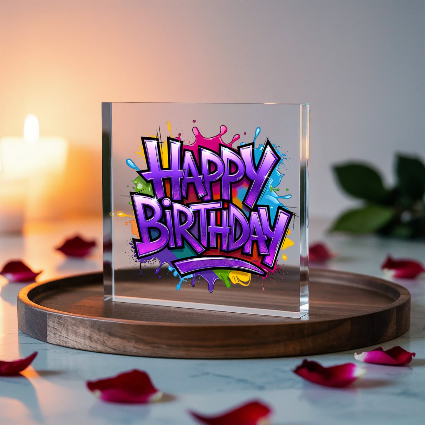 Happy Birthday 019 - 6" x 6" Acrylic Block