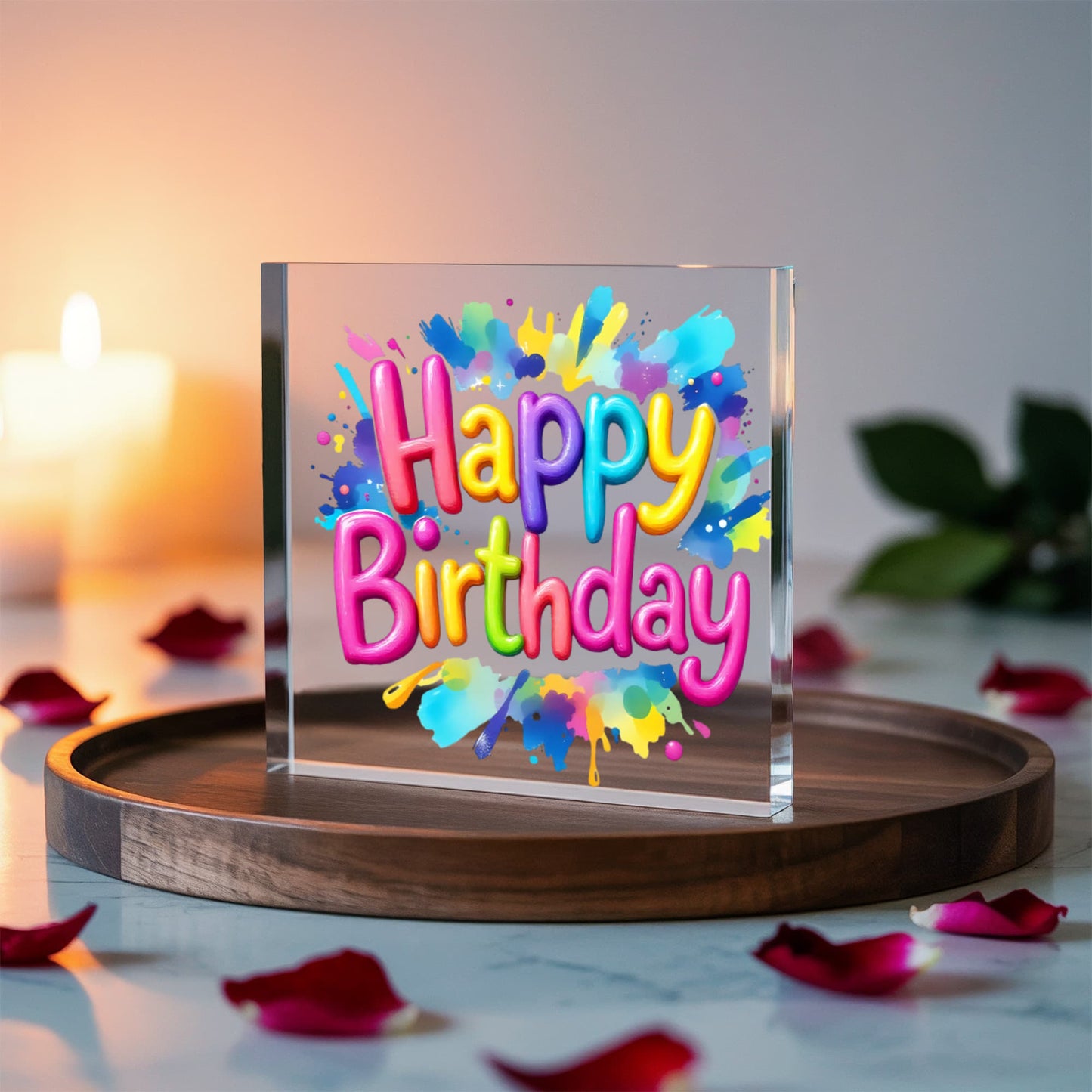 Happy Birthday 027 - 6" x 6" Acrylic Block