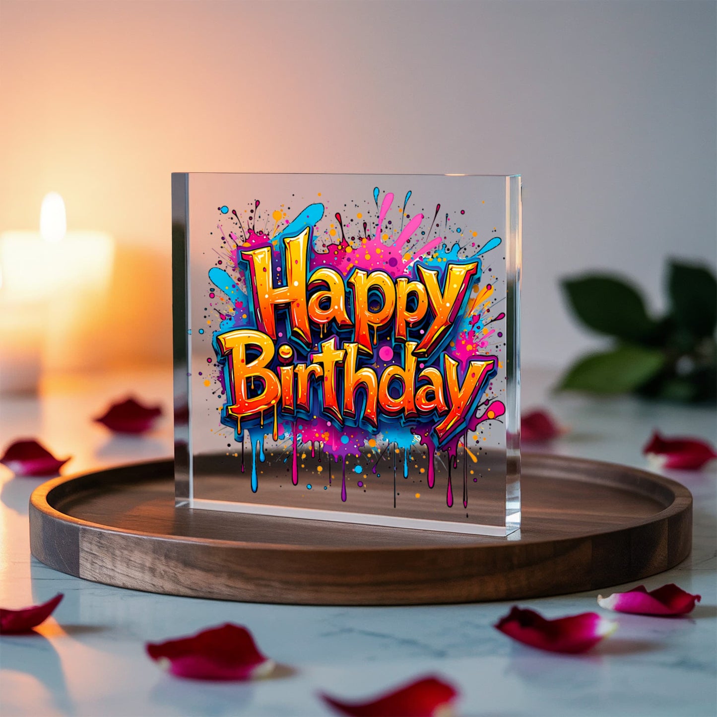 Happy Birthday 007 - 6" x 6" Acrylic Block