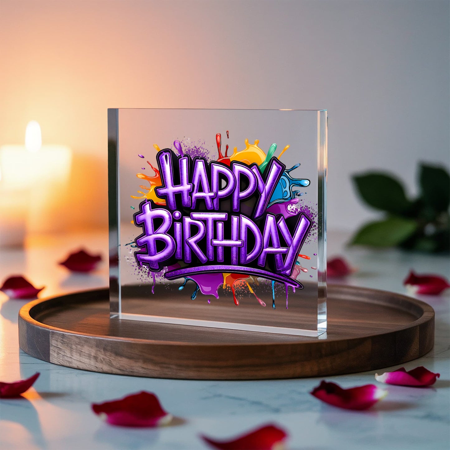 Happy Birthday 008 - 6" x 6" Acrylic Block
