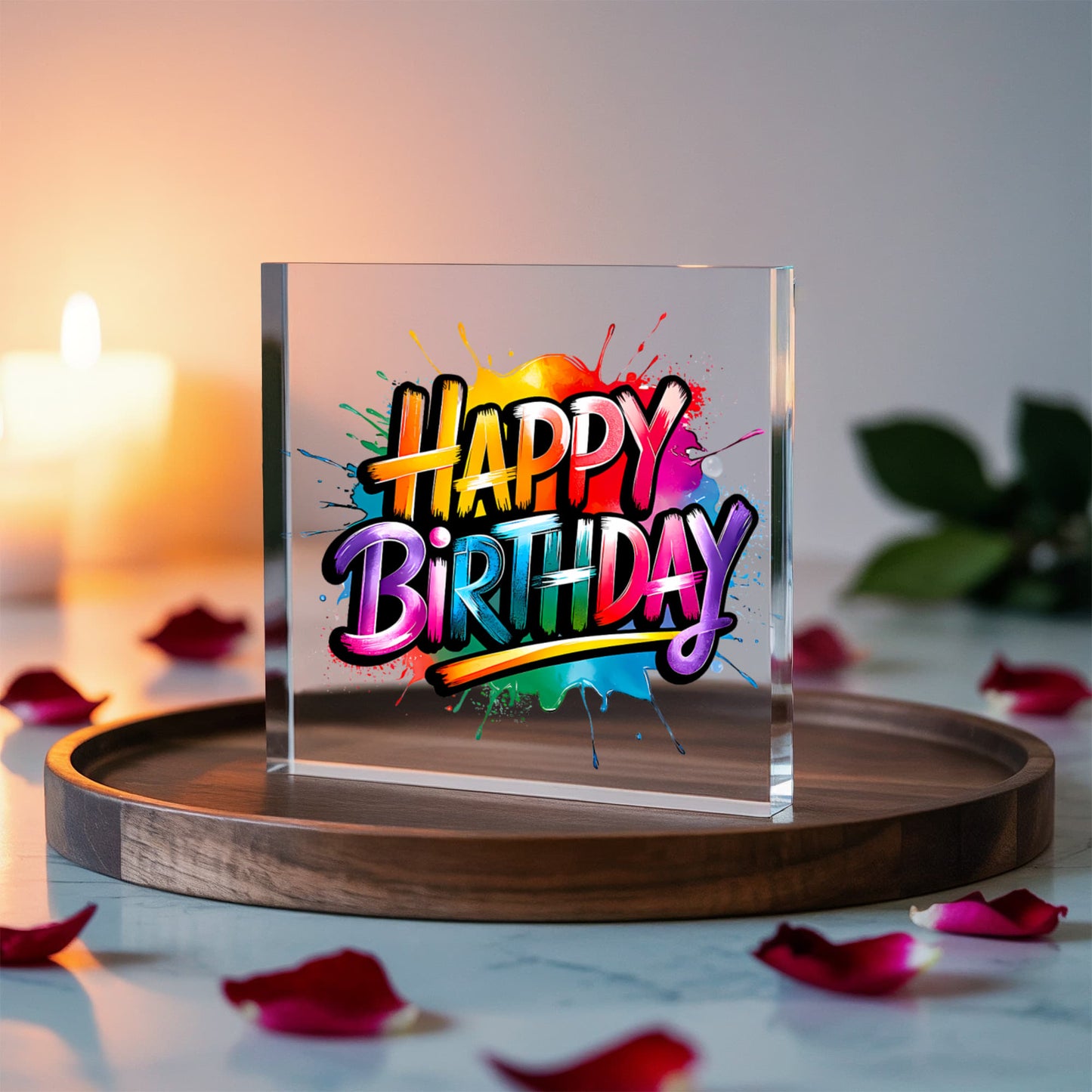 Happy Birthday 005 - 6" x 6" Acrylic Block