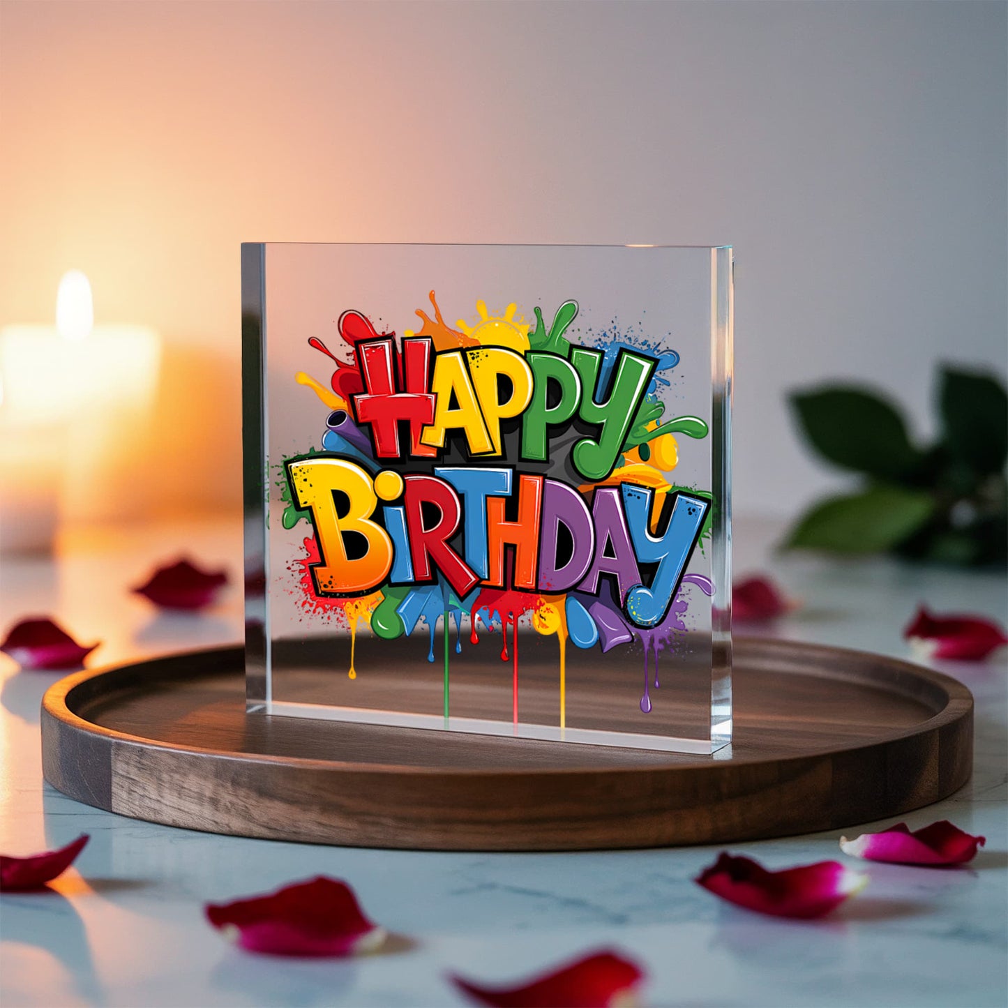 Happy Birthday 011 - 6" x 6" Acrylic Block