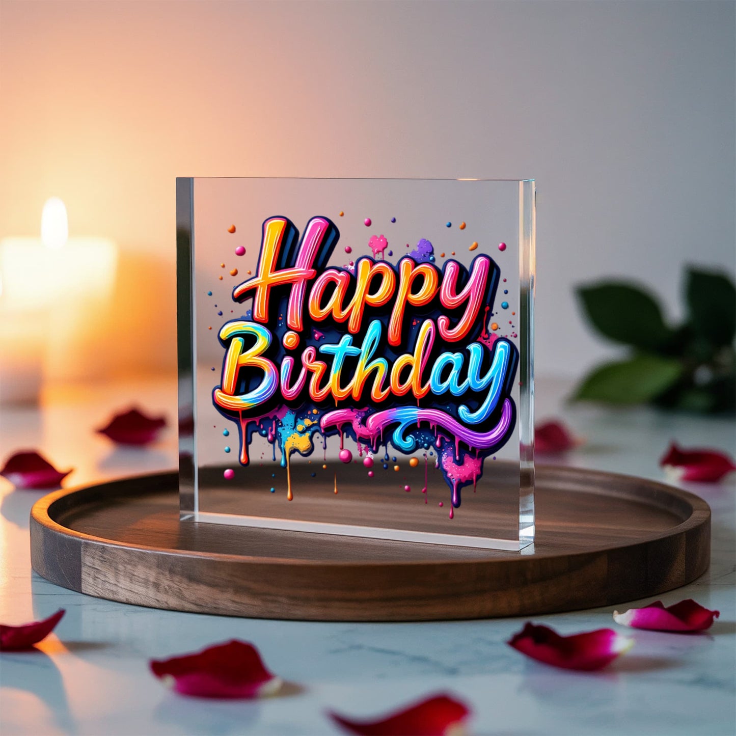 Happy Birthday 028 - 6" x 6" Acrylic Block