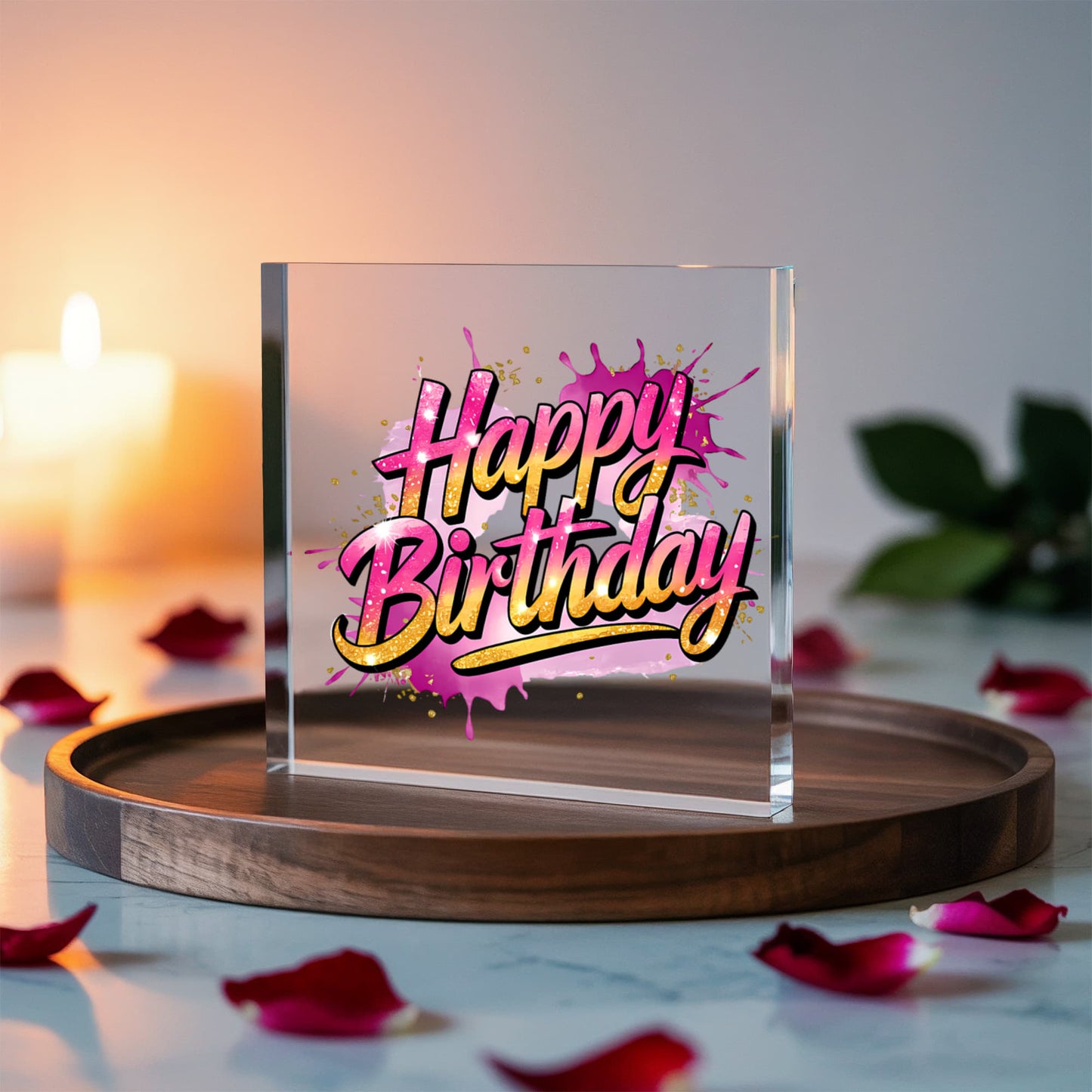 Happy Birthday 016 - 6" x 6" Acrylic Block