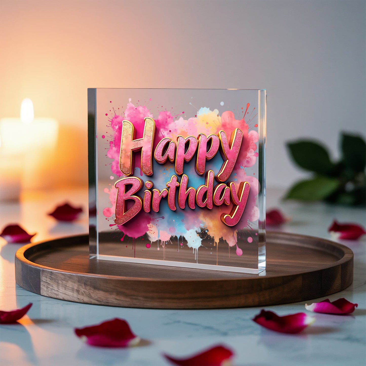 Happy Birthday 024 - 6" x 6" Acrylic Block