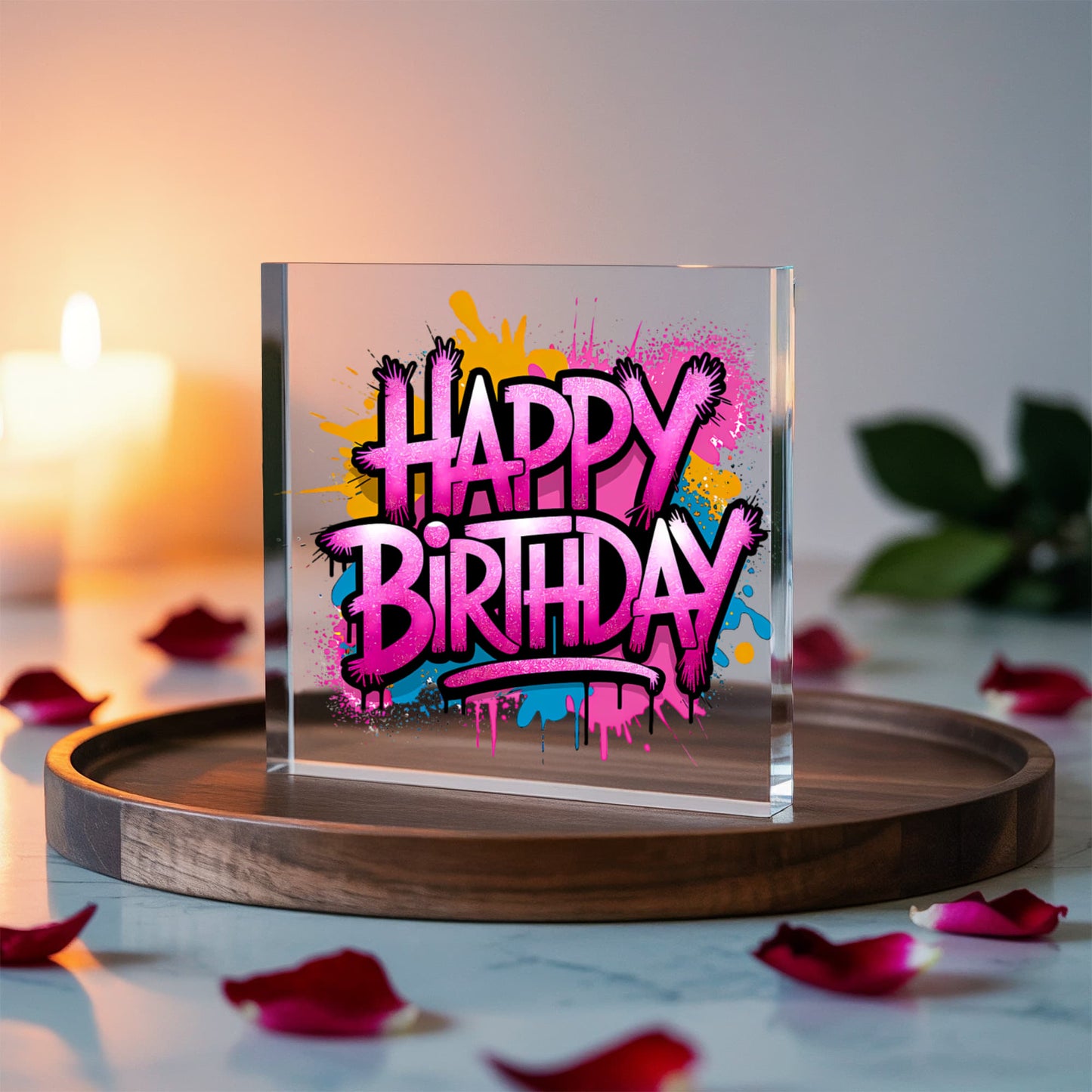 Happy Birthday 014 - 6" x 6" Acrylic Block