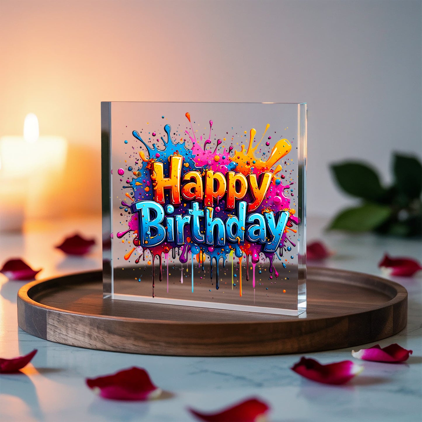 Happy Birthday 022 - 6" x 6" Acrylic Block