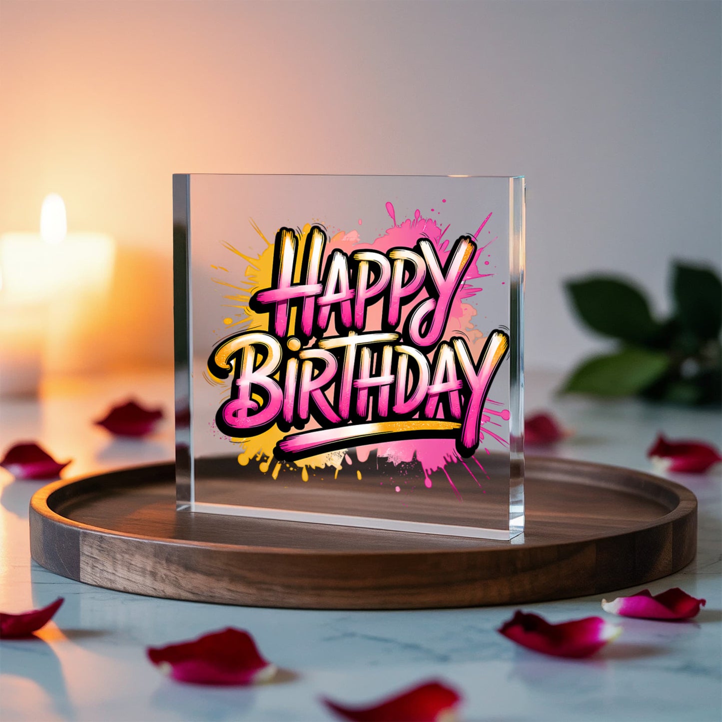 Happy Birthday 009 - 6" x 6" Acrylic Block