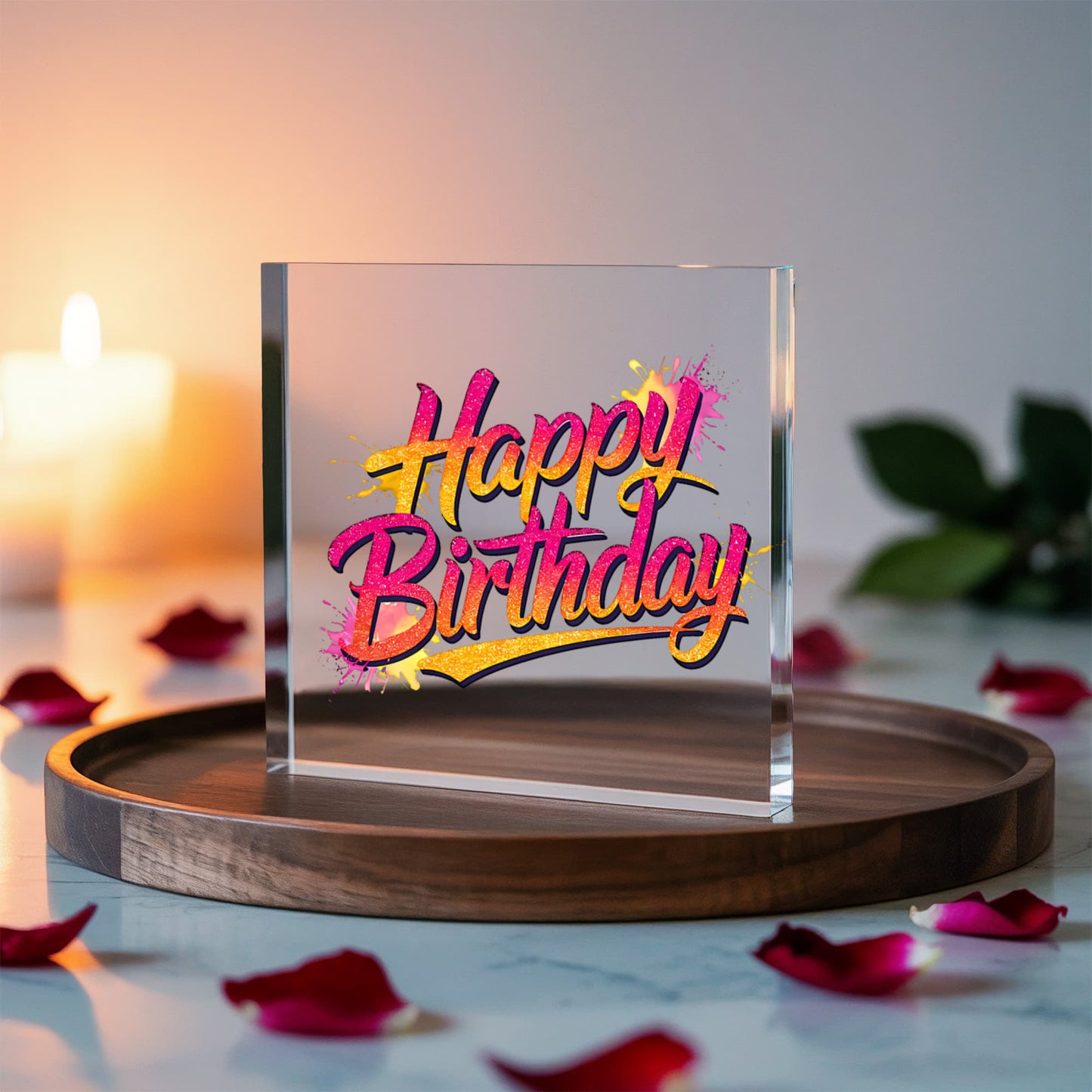 Happy Birthday 001 - 6" x 6" Acrylic Block
