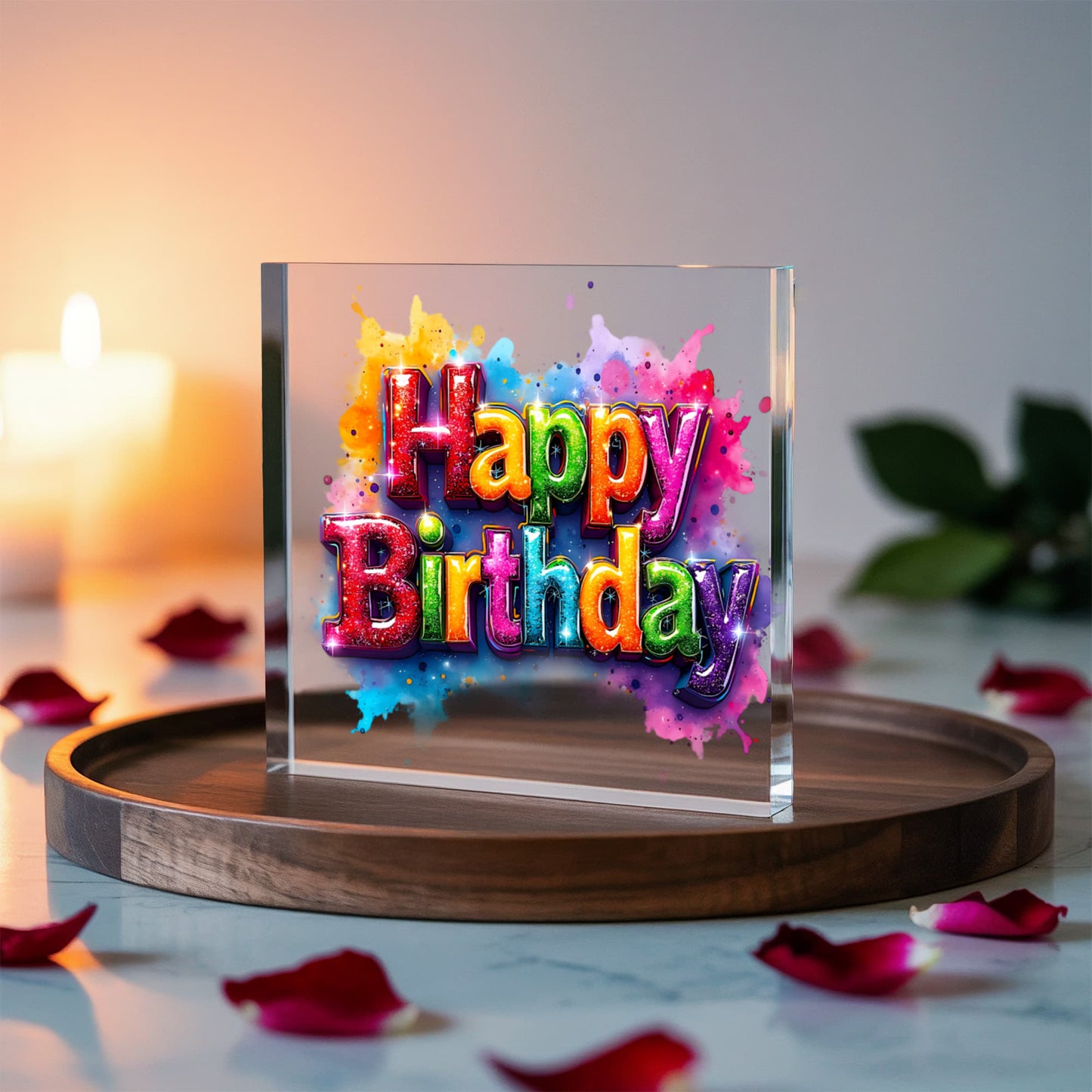Happy Birthday 025 - 6" x 6" Acrylic Block