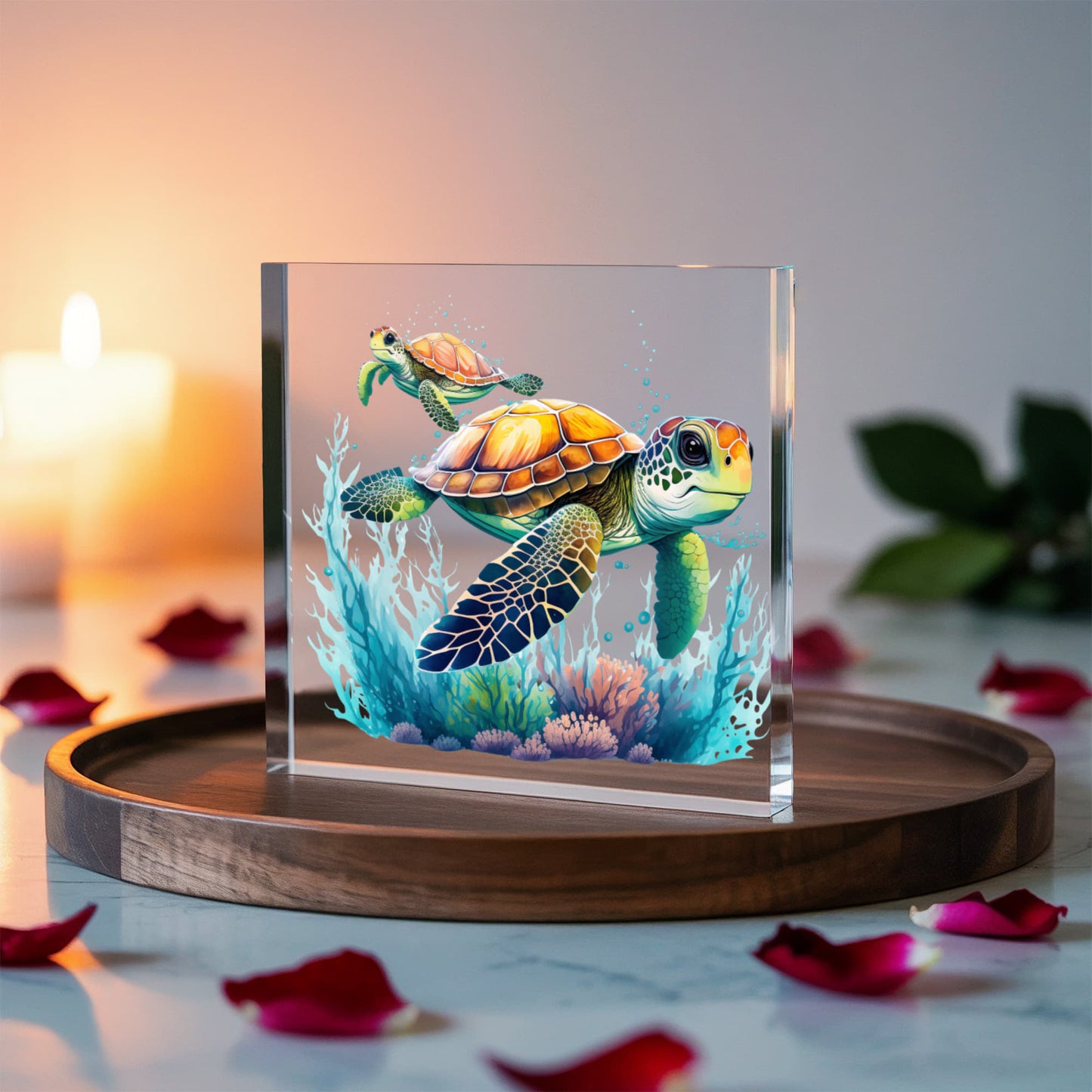 Cute Sea Turtle 009 - 6" x 6" Acrylic Block