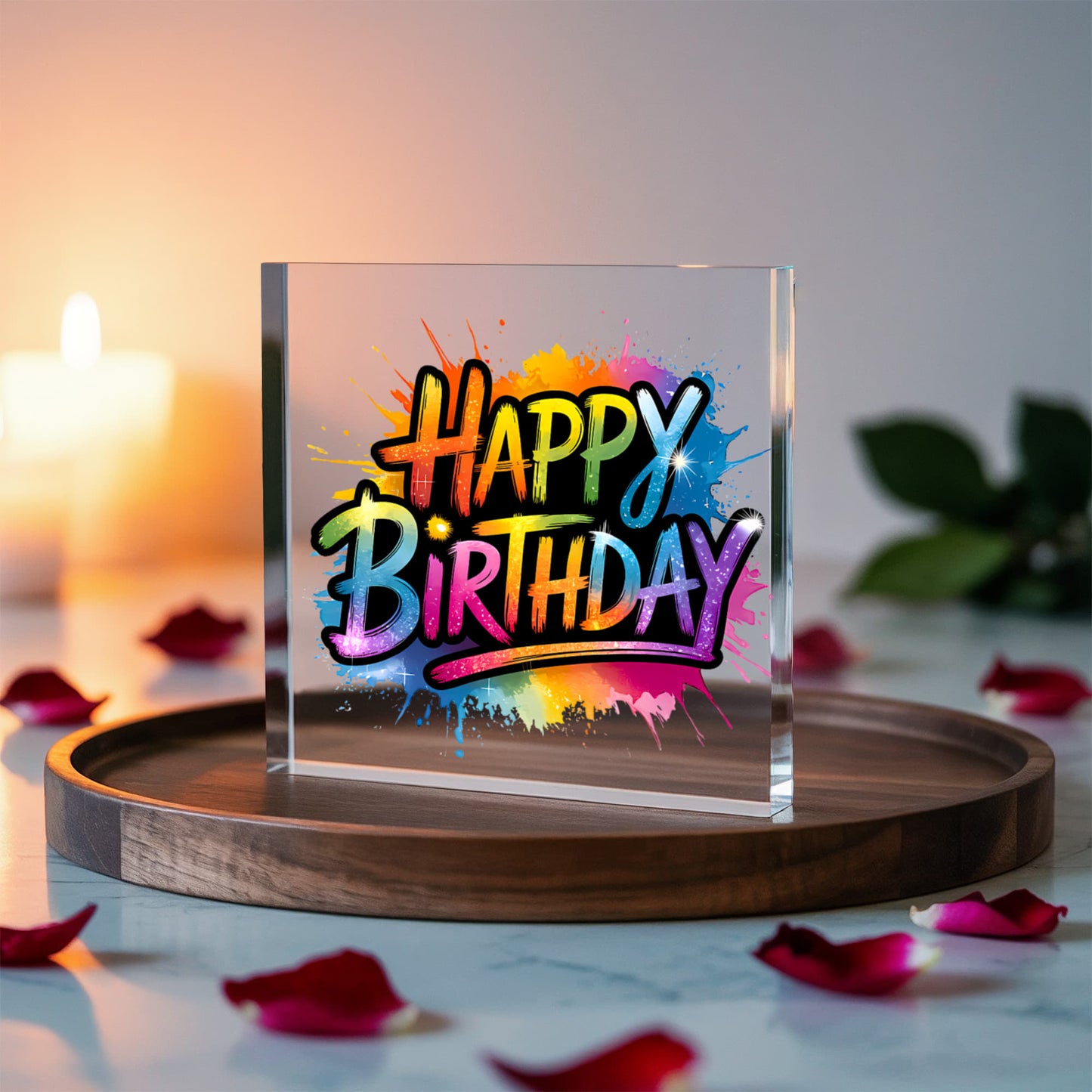 Happy Birthday 017 - 6" x 6" Acrylic Block
