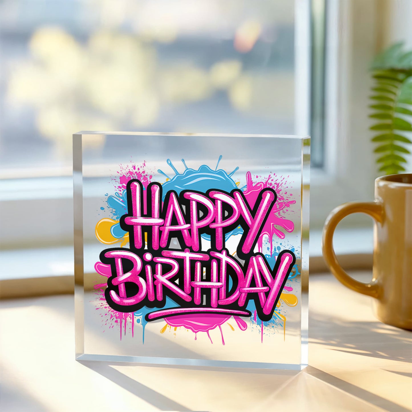 Happy Birthday 018 - 6" x 6" Acrylic Block