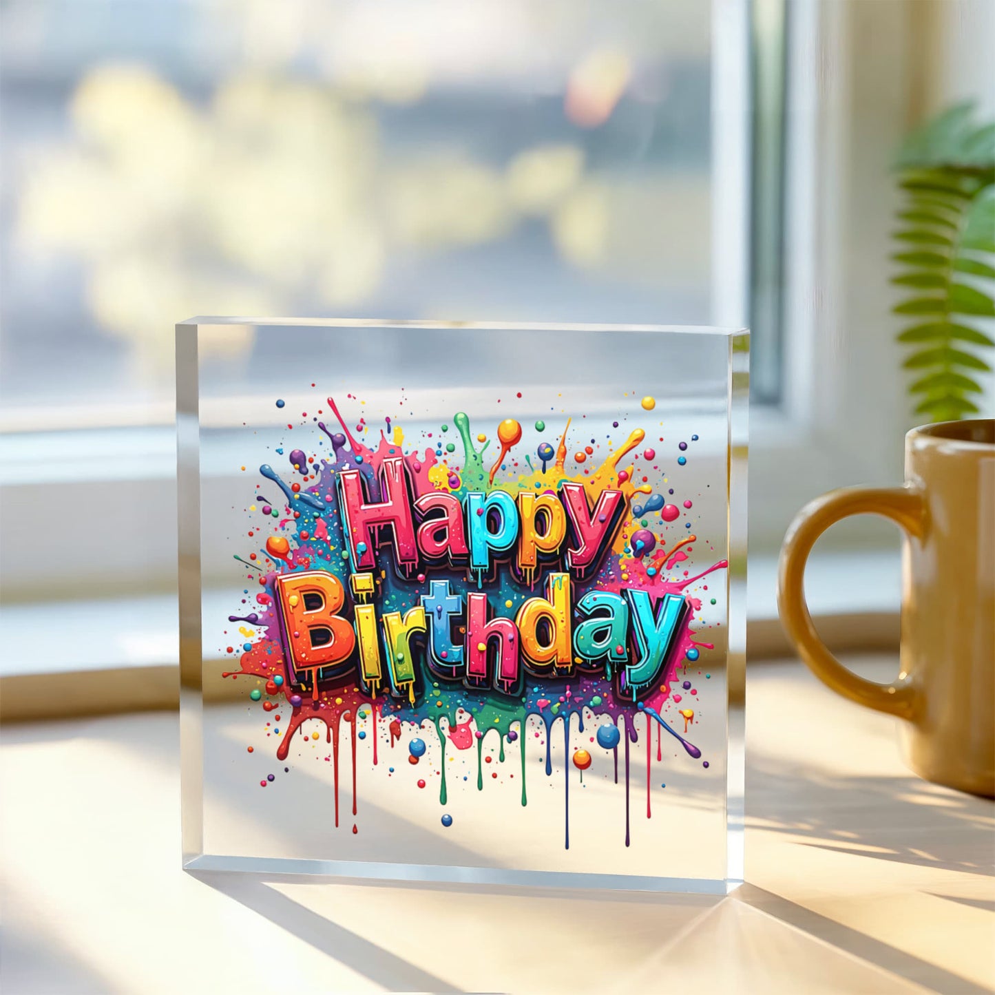 Happy Birthday 003 - 6" x 6" Acrylic Block
