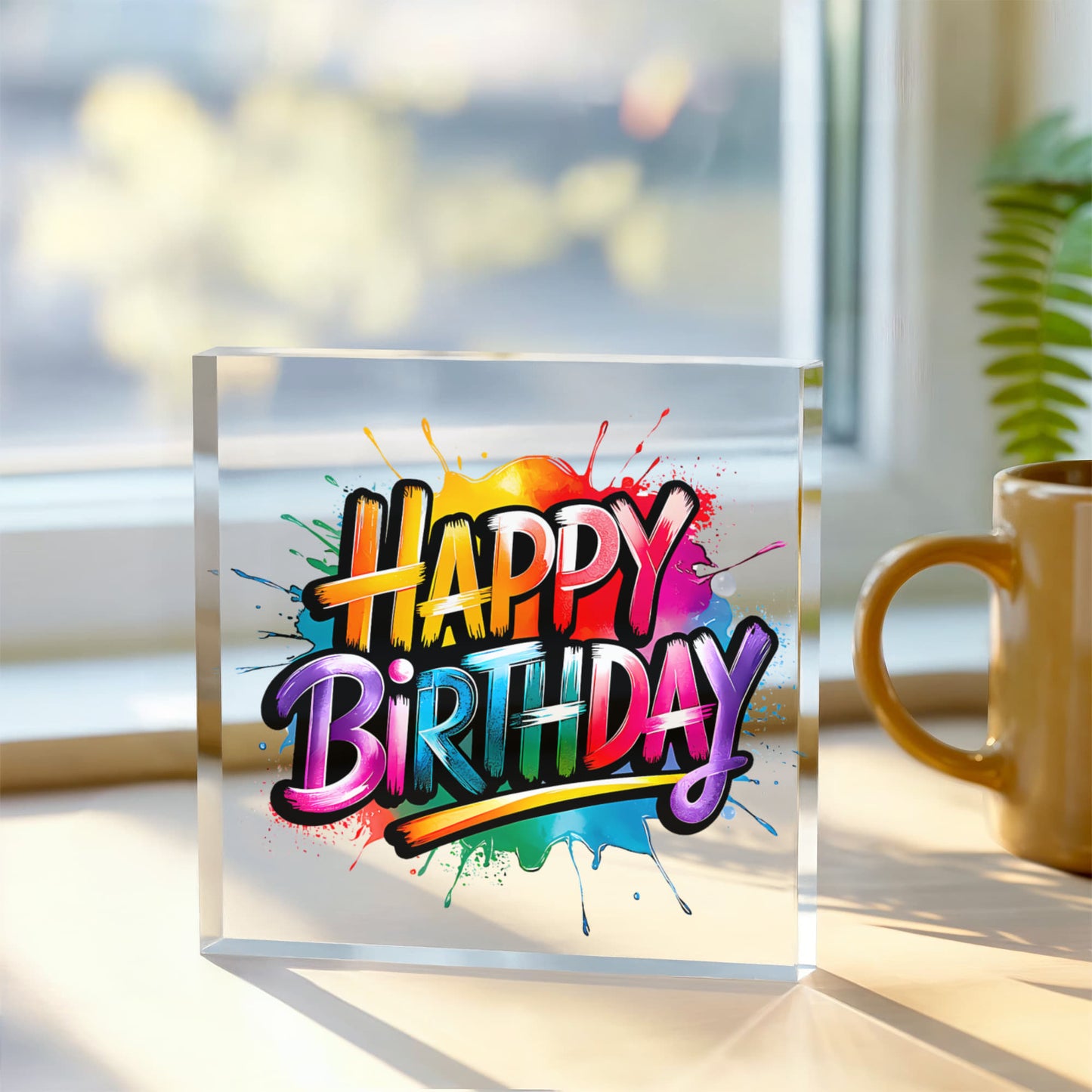 Happy Birthday 005 - 6" x 6" Acrylic Block