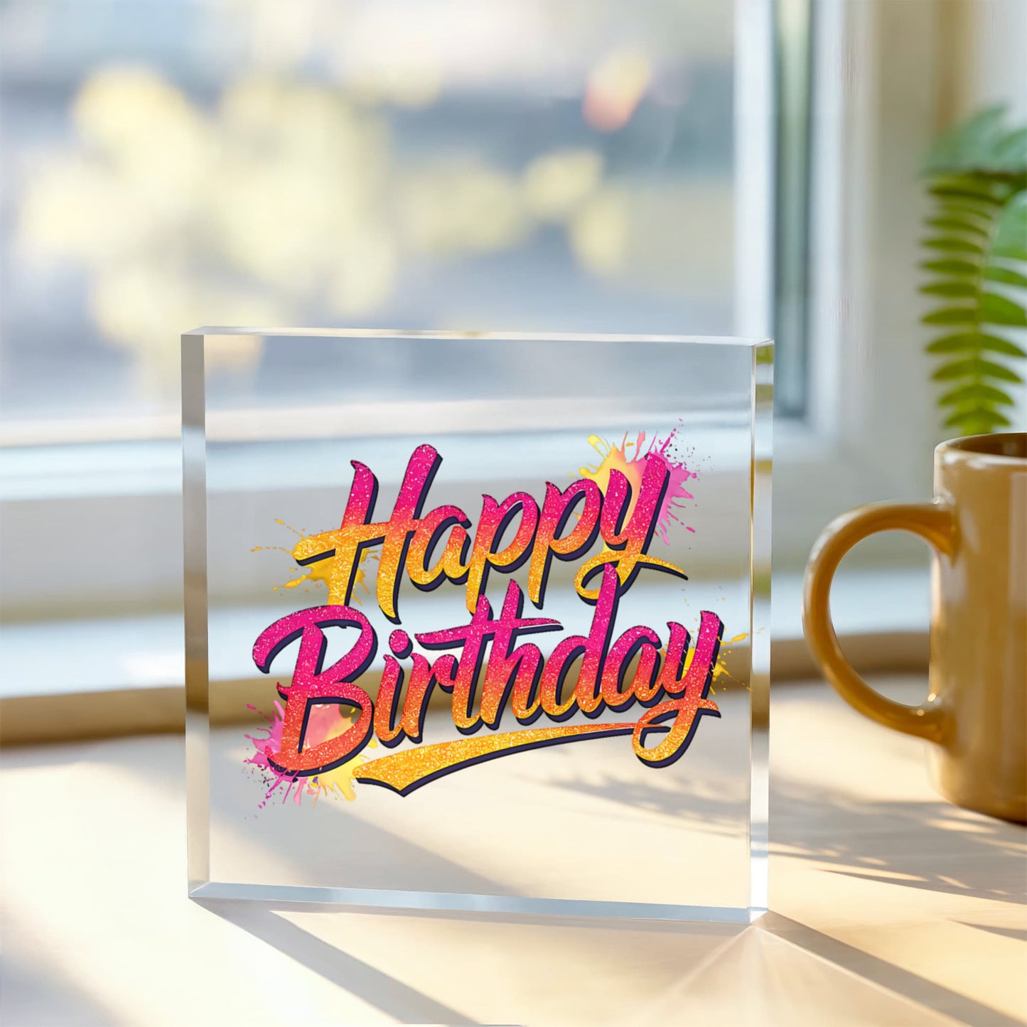 Happy Birthday 001 - 6" x 6" Acrylic Block