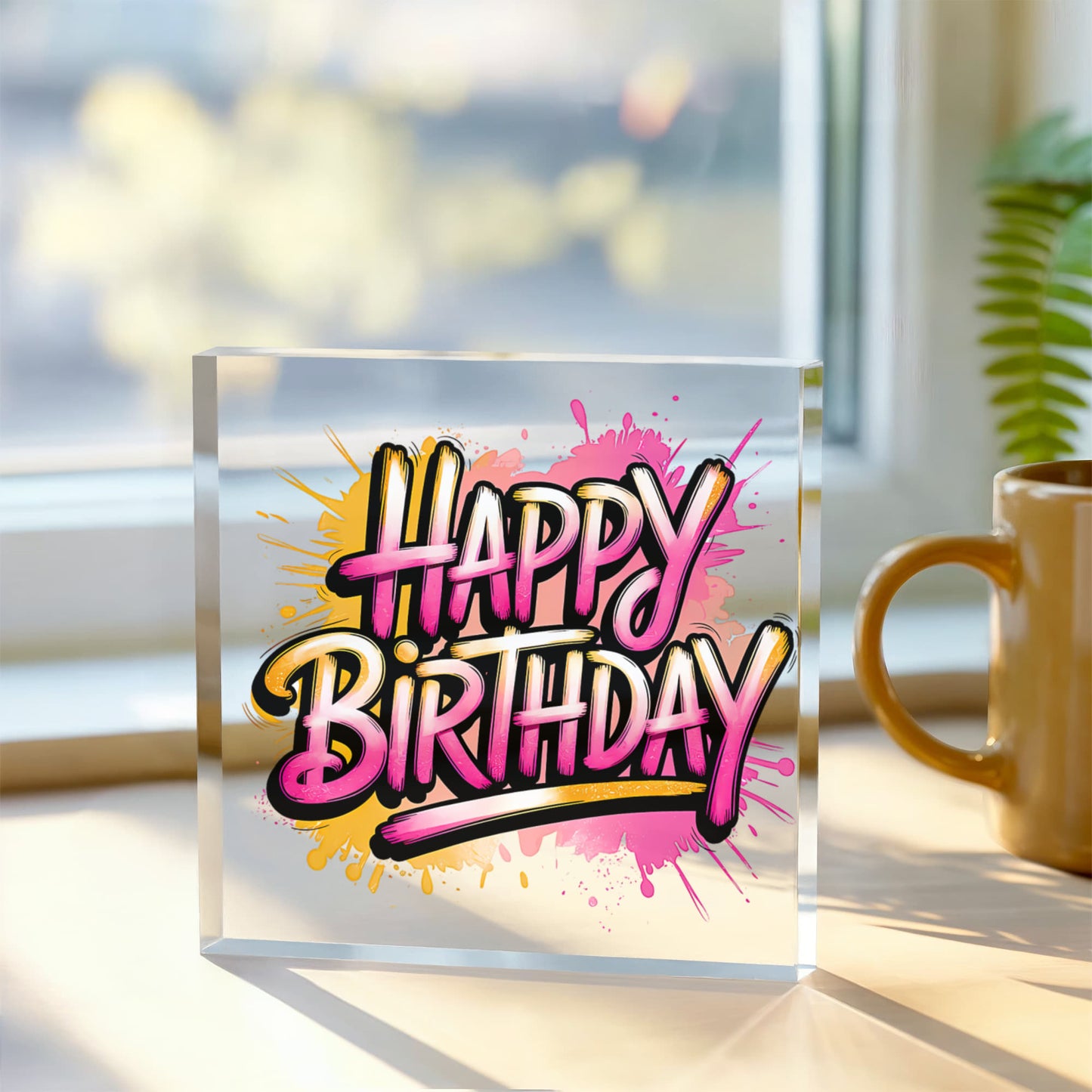 Happy Birthday 009 - 6" x 6" Acrylic Block