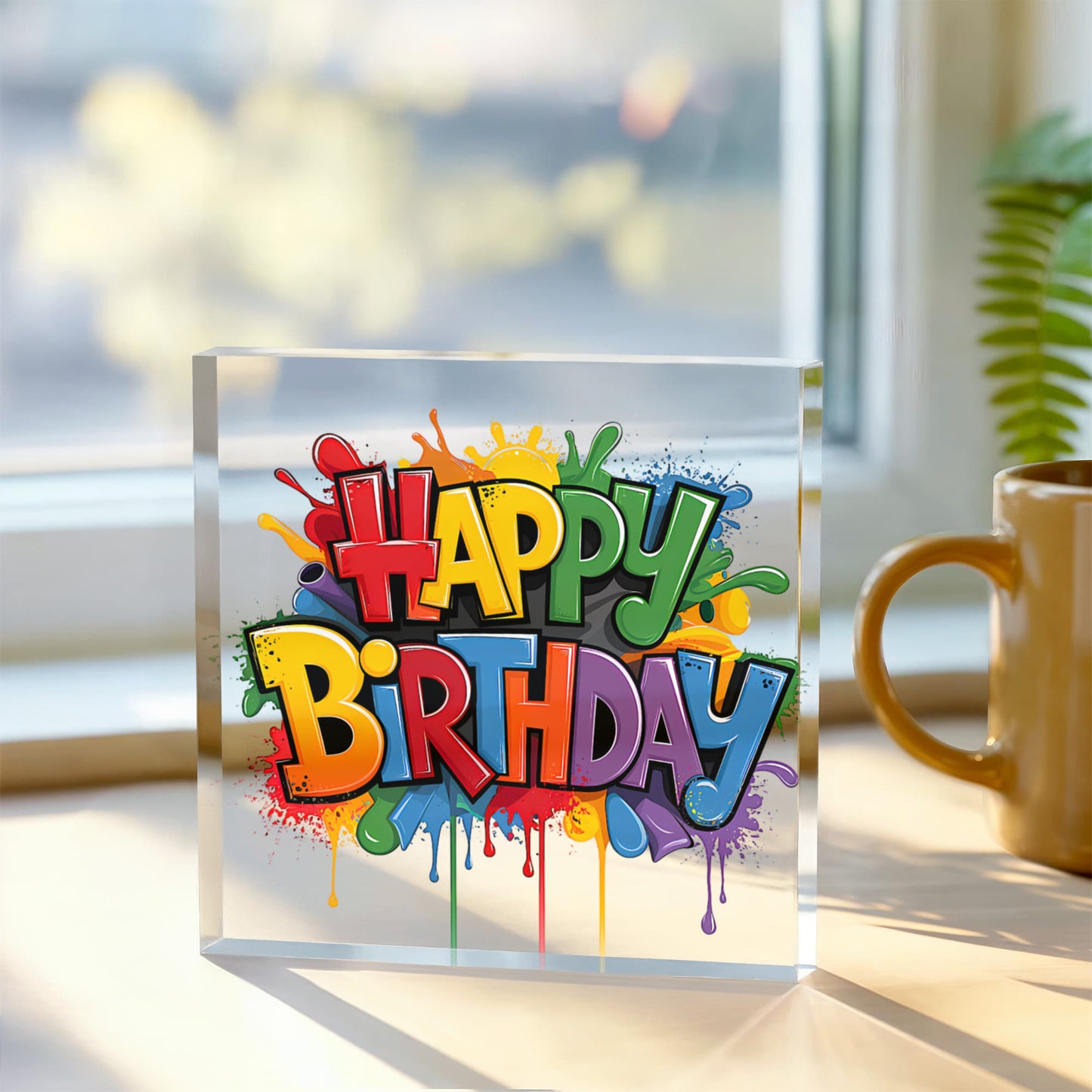 Happy Birthday 011 - 6" x 6" Acrylic Block