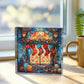 Christmas Stained Glass Style Design 005 - 6" x 6" Acrylic Block